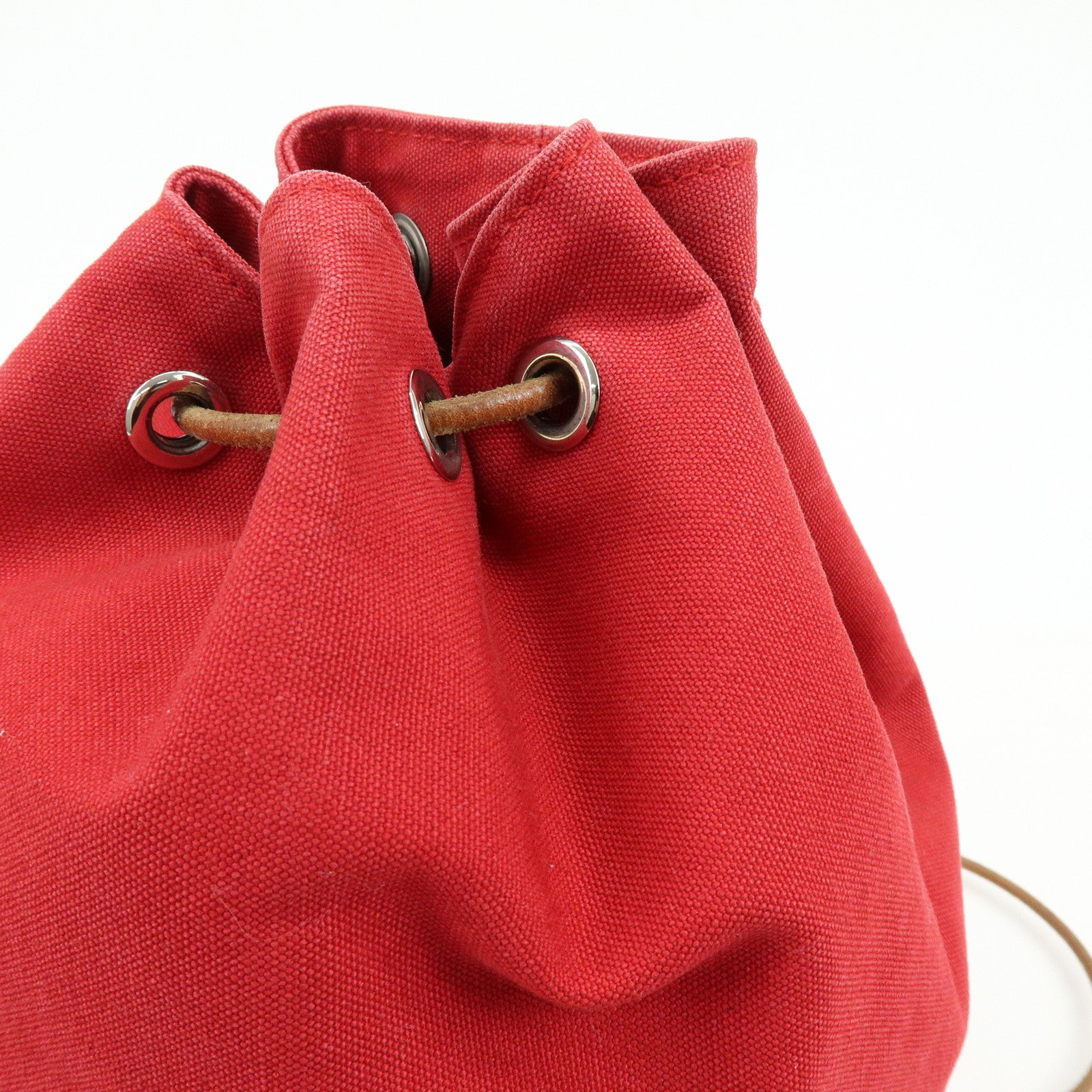 HERMES Canvas Leather Polochon Mimil PM Drawstring Shoulder Bag