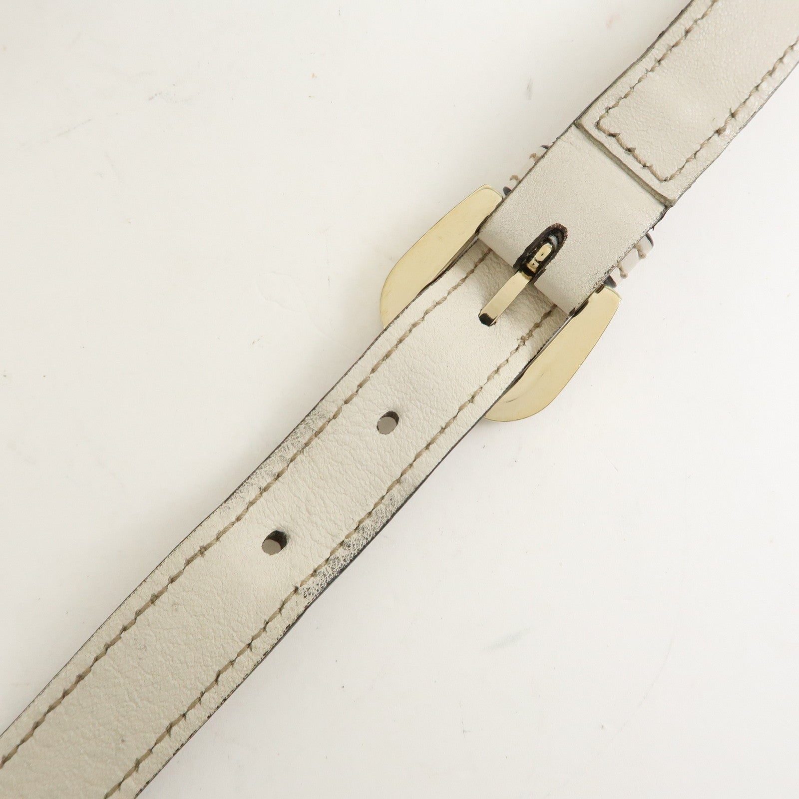 GUCCI Abbey GG Canvas Leather Shoulder Bag Beige White 203257