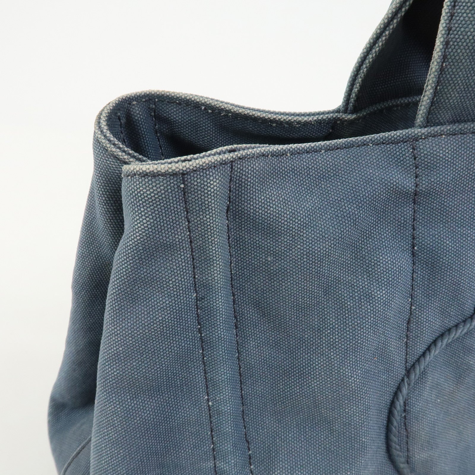 PRADA Logo Canapa Canvas Tote Bag Hand Bag Blue B1877B