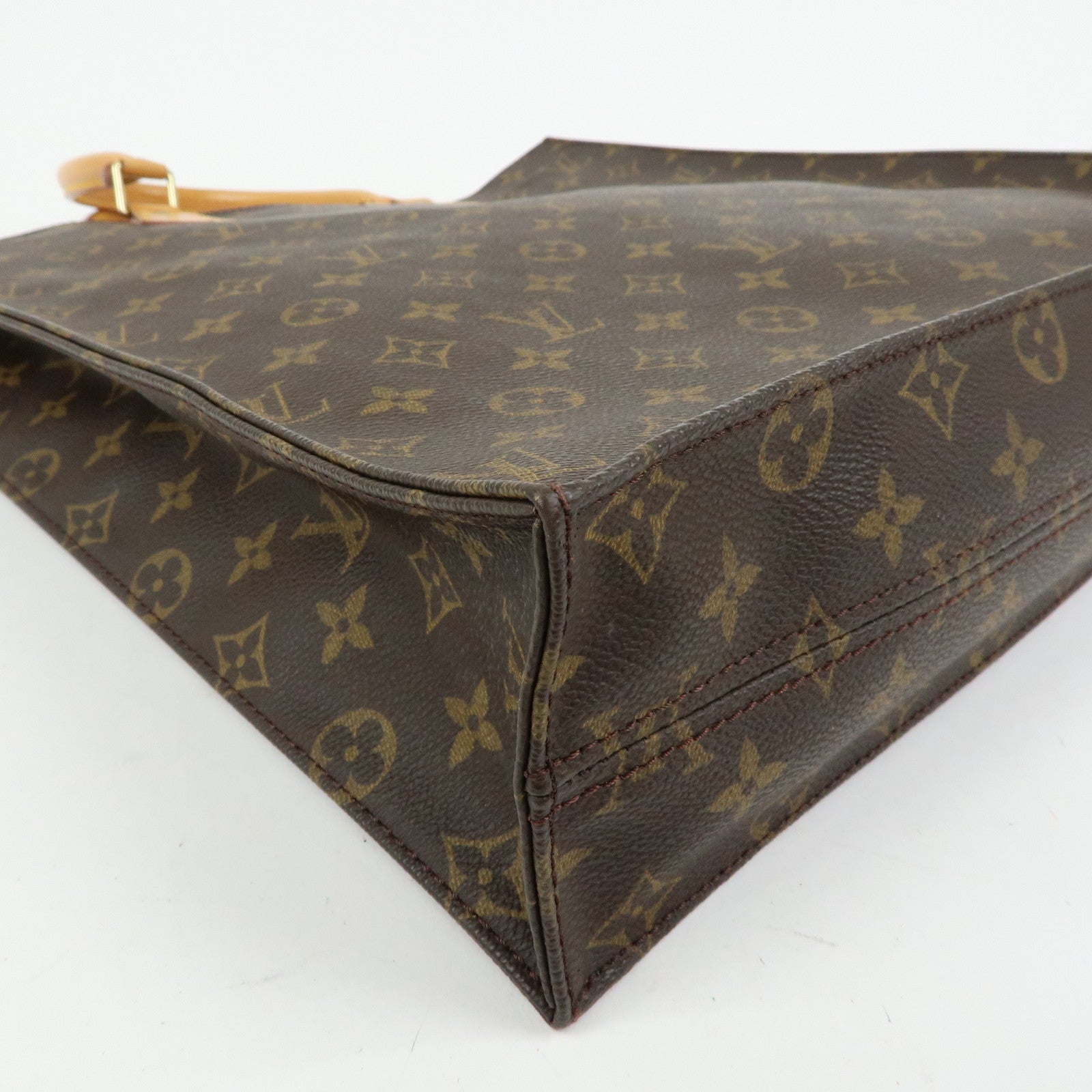 Louis Vuitton Monogram Sac Plat Tote Bag Hand Bag Brown M51140