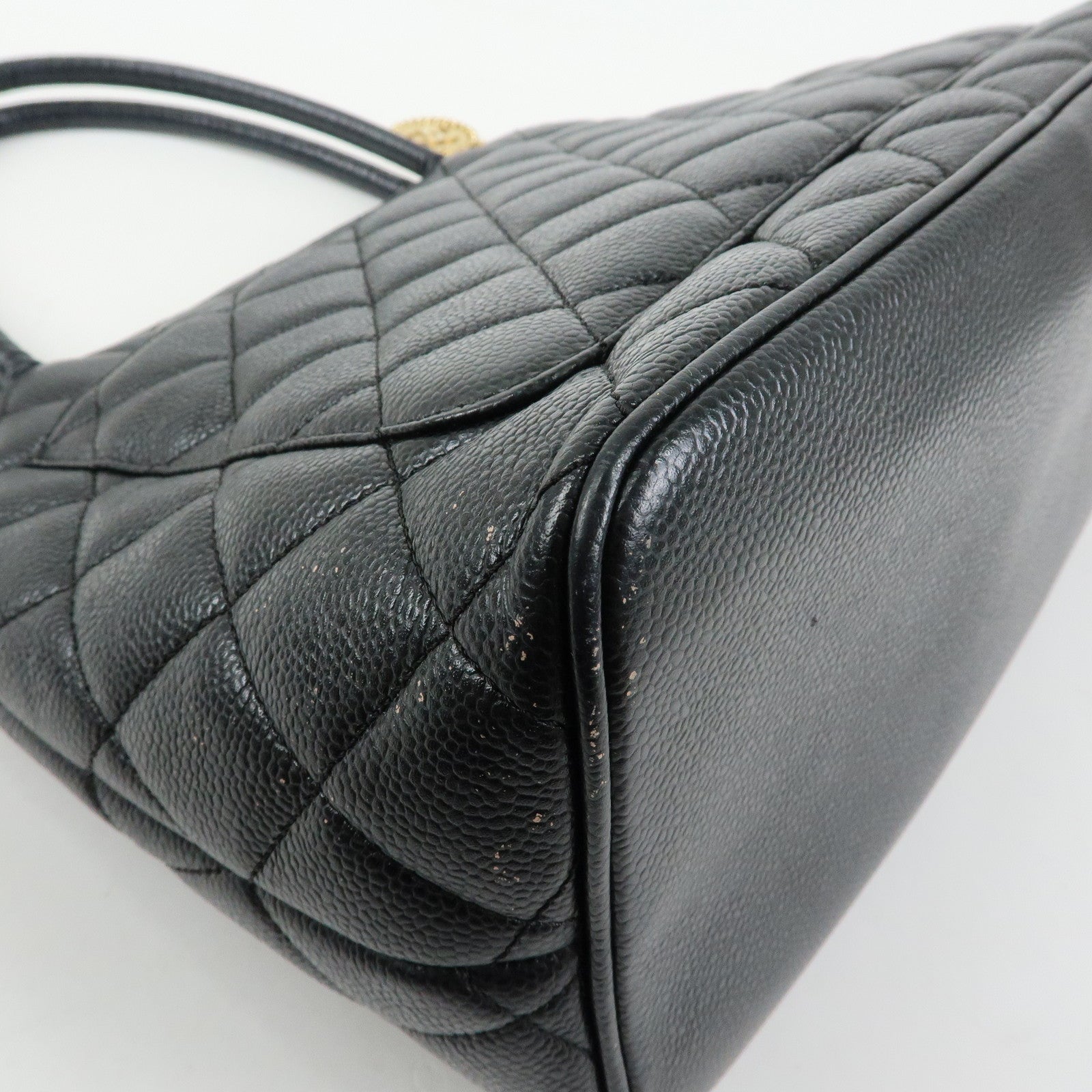 CHANEL Matelasse COCO Mark Medallion Caviar Skin Tote Bag A01804