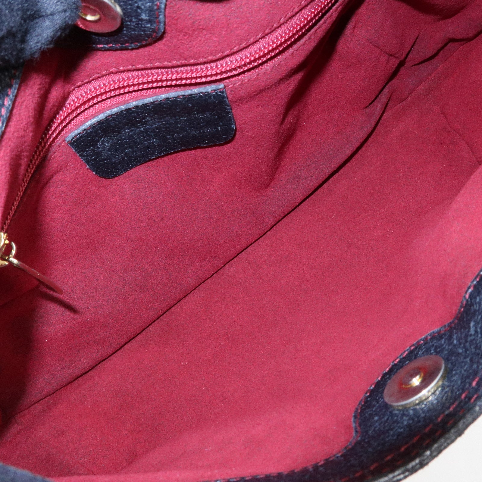 Ferragamo Leather Red Stich Shoulder Bag Hand Bag Black