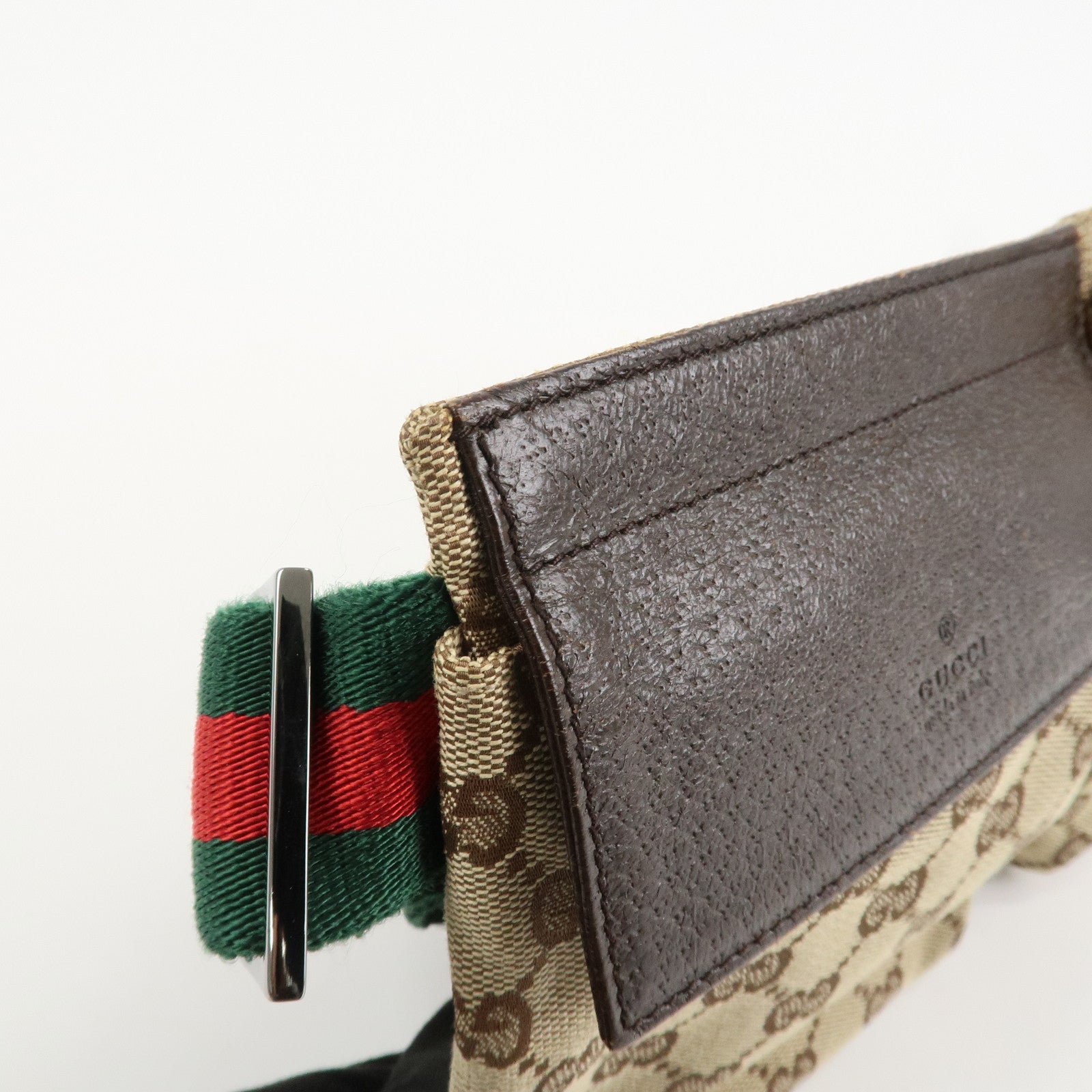 GUCCI GG Canvas Leather Waist Bag Crossbody Bag Beige Brown 28566 Used