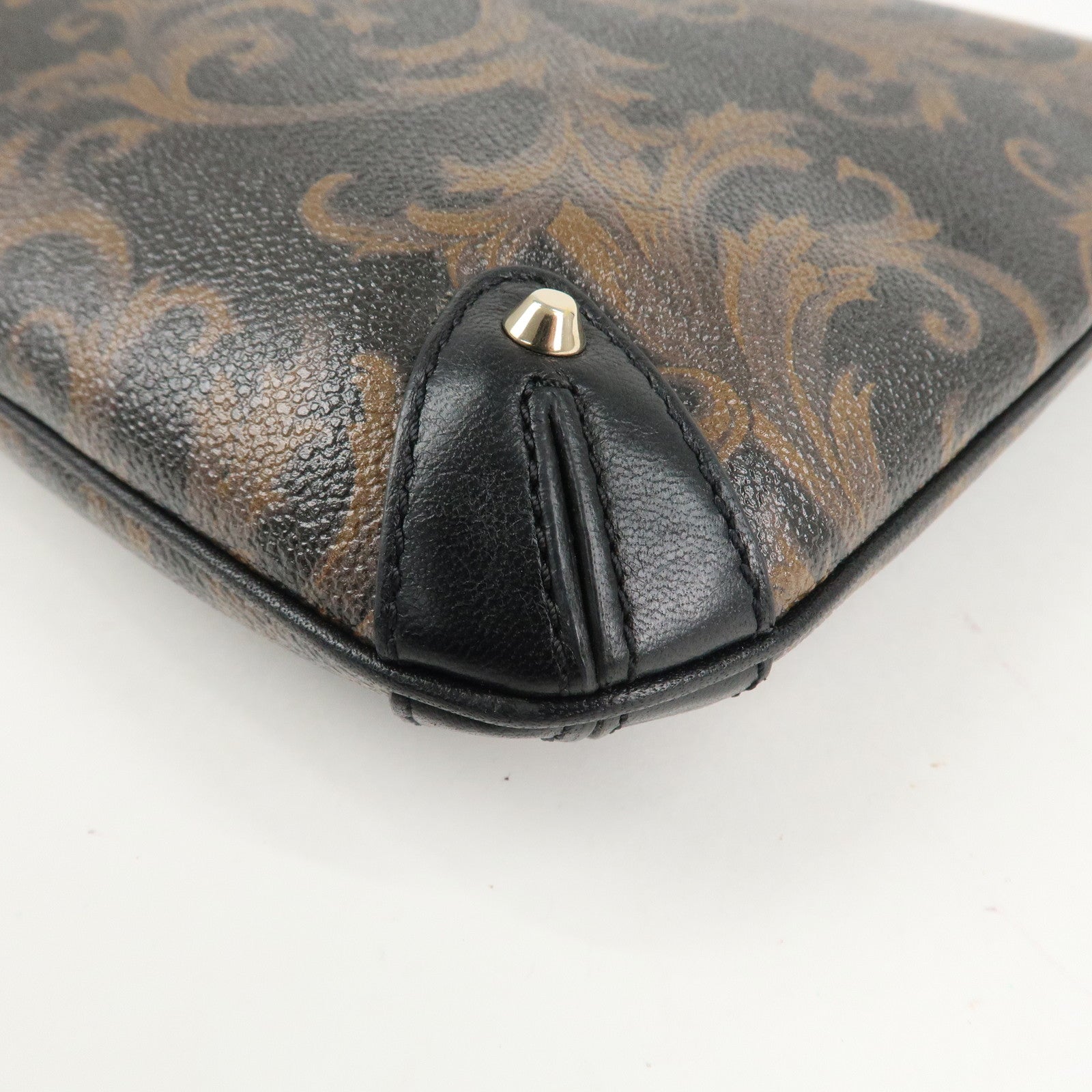 GIANNI VERSACE Medusa Chain Shoulder Bag Hand Bag Black Brown Used