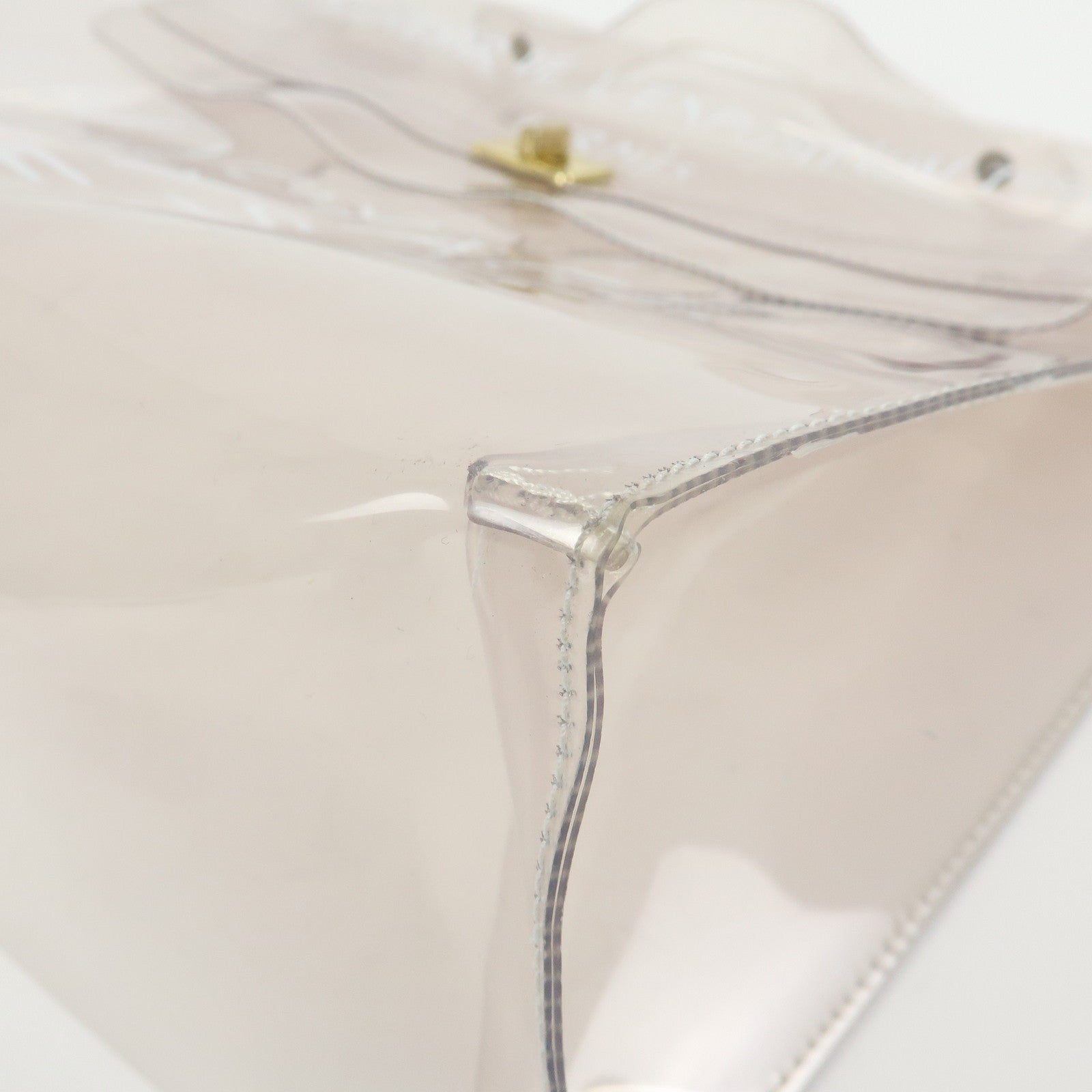 HERMES Kelly Vinyl Hand Bag Clear Transparent
