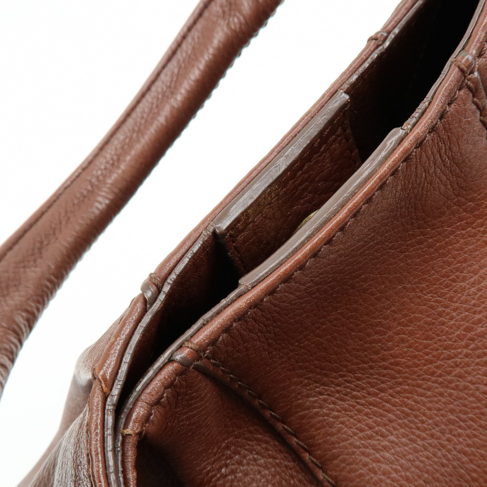 Ferragamo Gancini Leather Shoulder Bag Hand Bag Brown