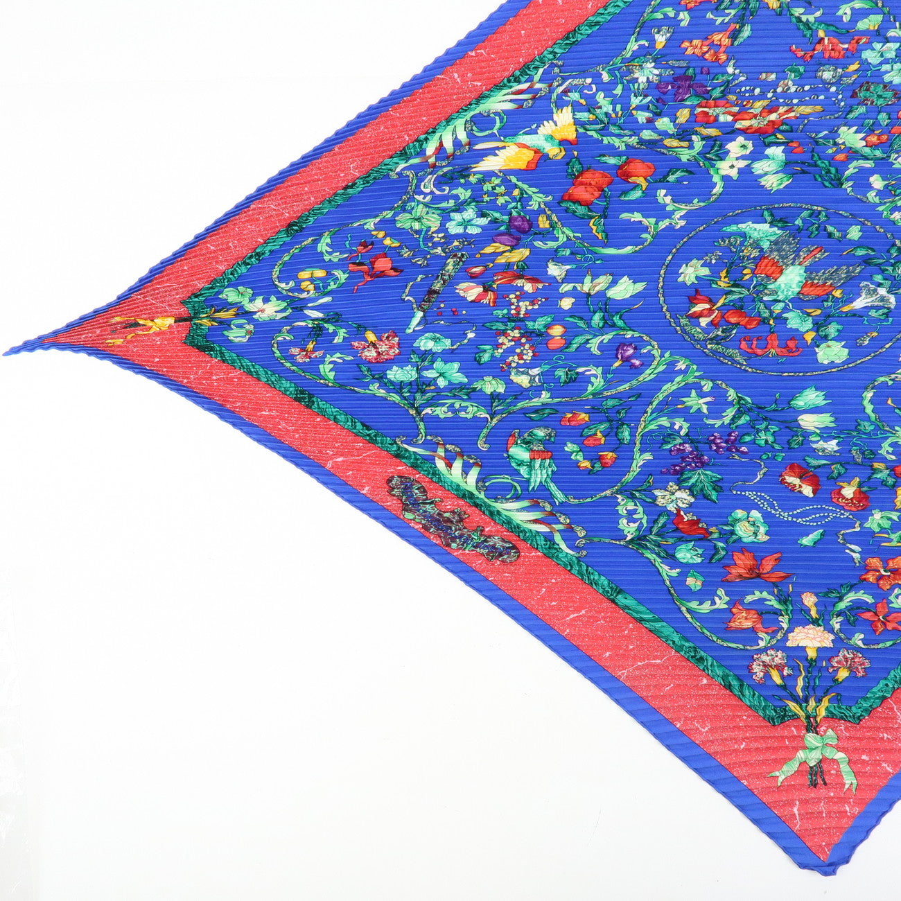 HERMES Pleated Carre90 Silk100% Scarf PIERRES d' ORIENT et OGGIDENT