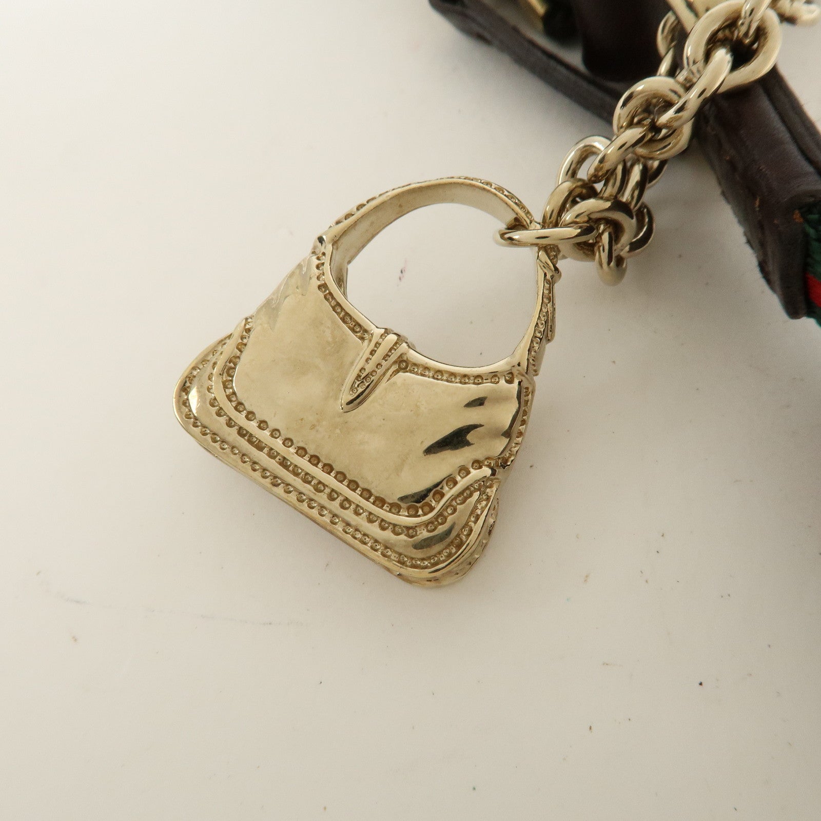 GUCCI Sherry GG Canvas Leather Pouch Hand Bag Beige Brown 152507