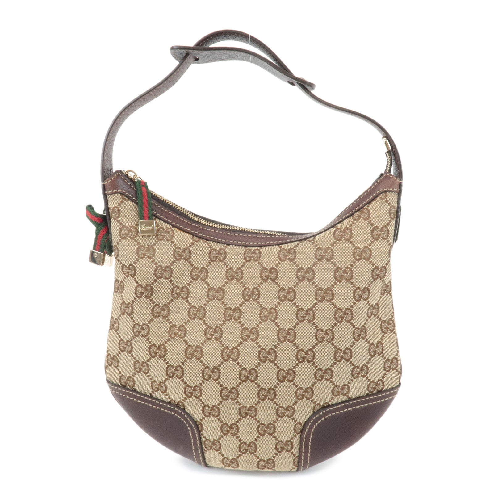 GUCCI Sherry Princy GG Canvas Leather Shoulder Bag Beige Brown 162895 Used