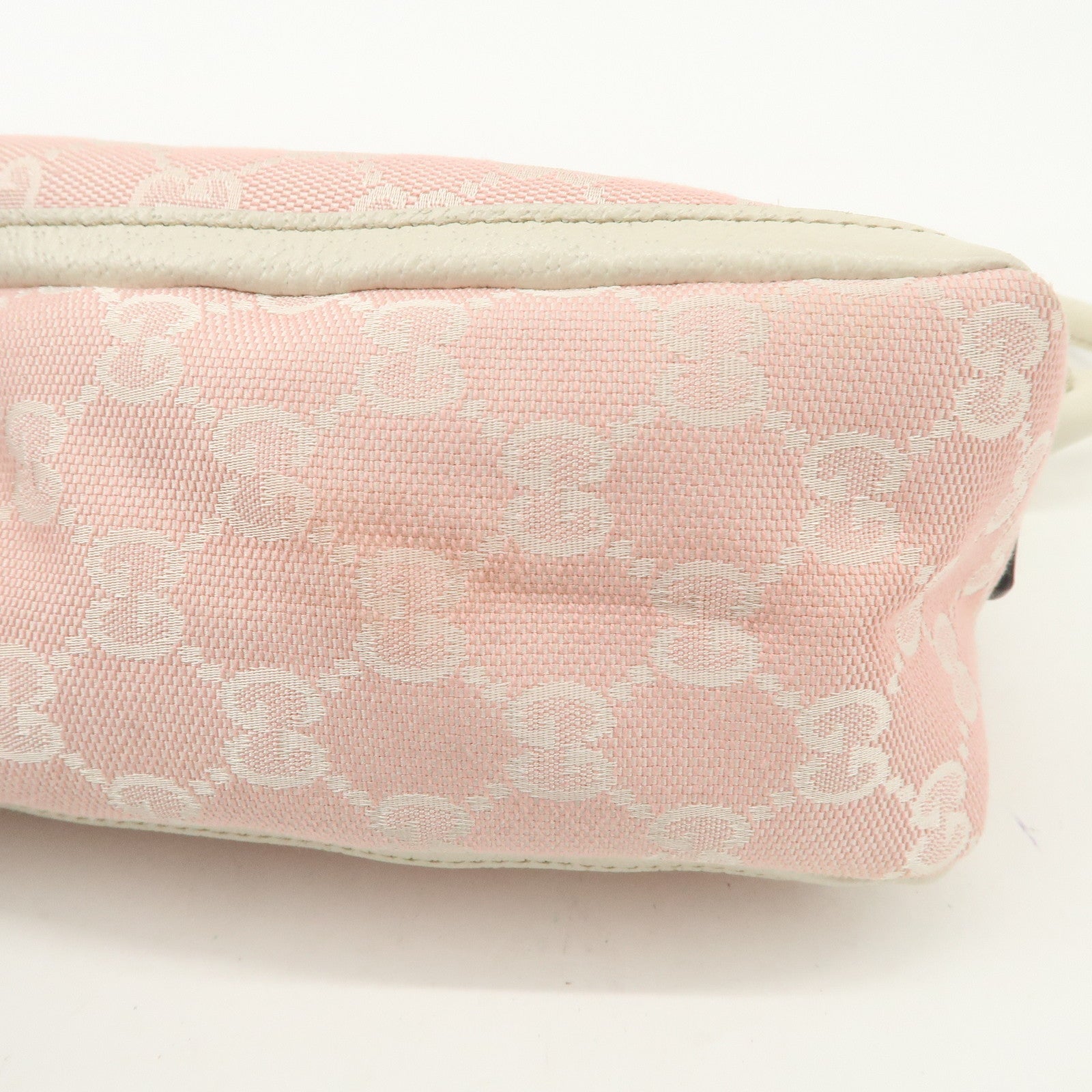 GUCCI Abbey GG Canvas Leather One Shoulder Bag Pink White 130939 Used