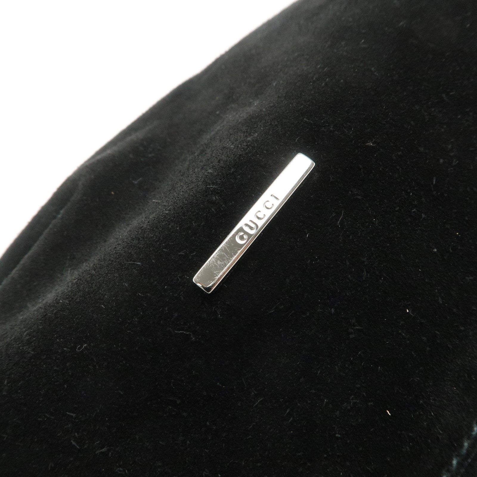 GUCCI Logo Suede Leather Shoulder Bag Hand Bag Black 001・4332