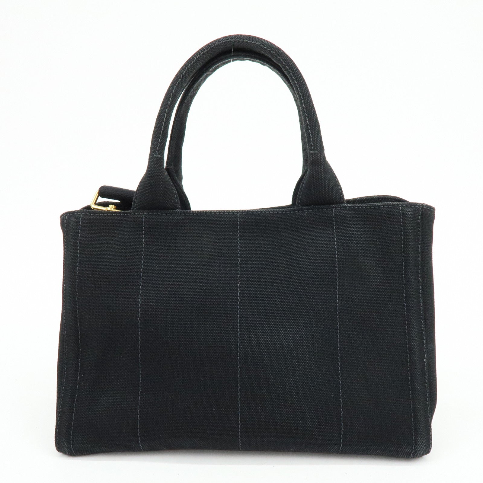 PRADA Triangle Logo Canapa Mini Canvas Bijoux 2Way Bag Black1BG439