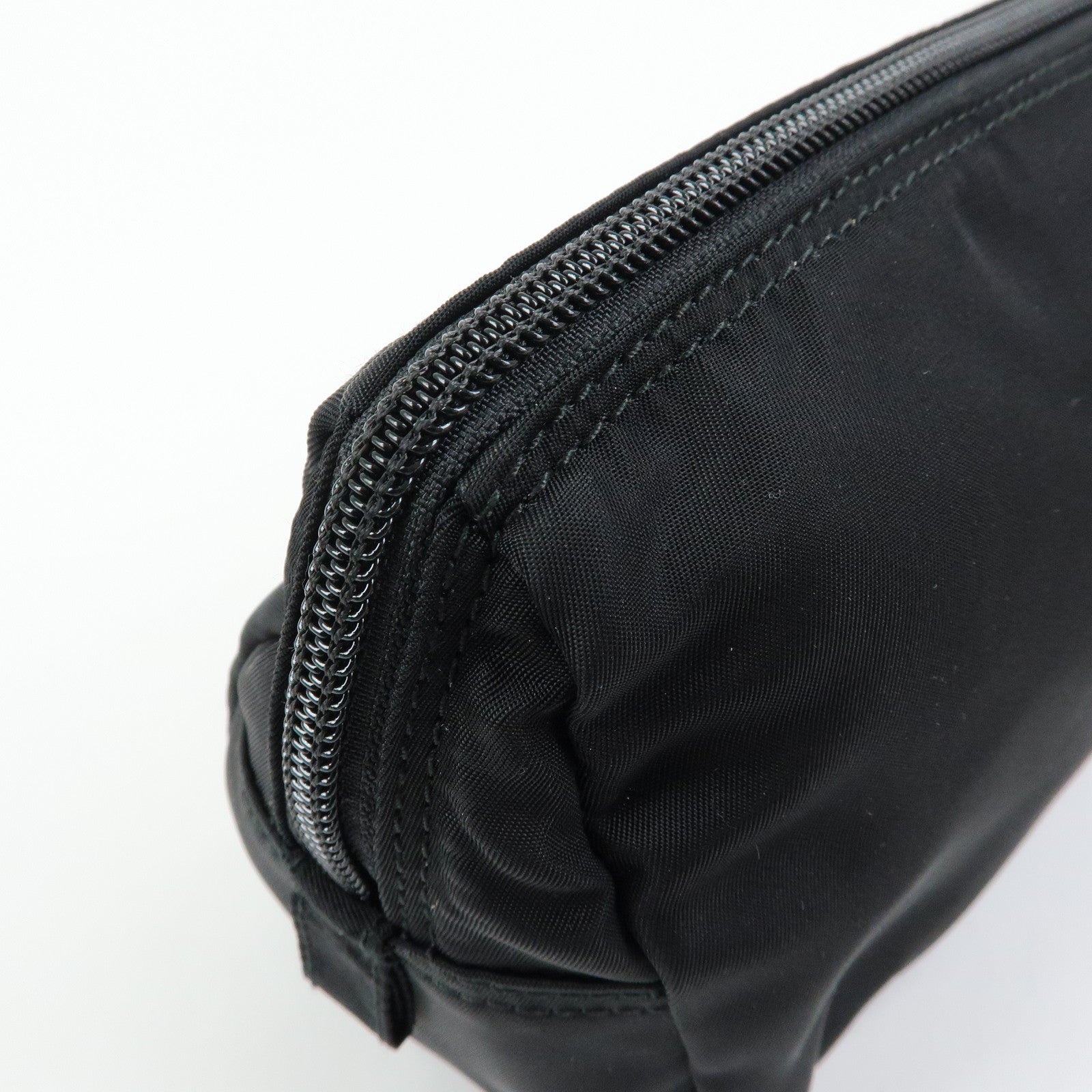 PRADA Triangle Logo Nylon Saffiano Leather Cosmetic Pouch 1NA693