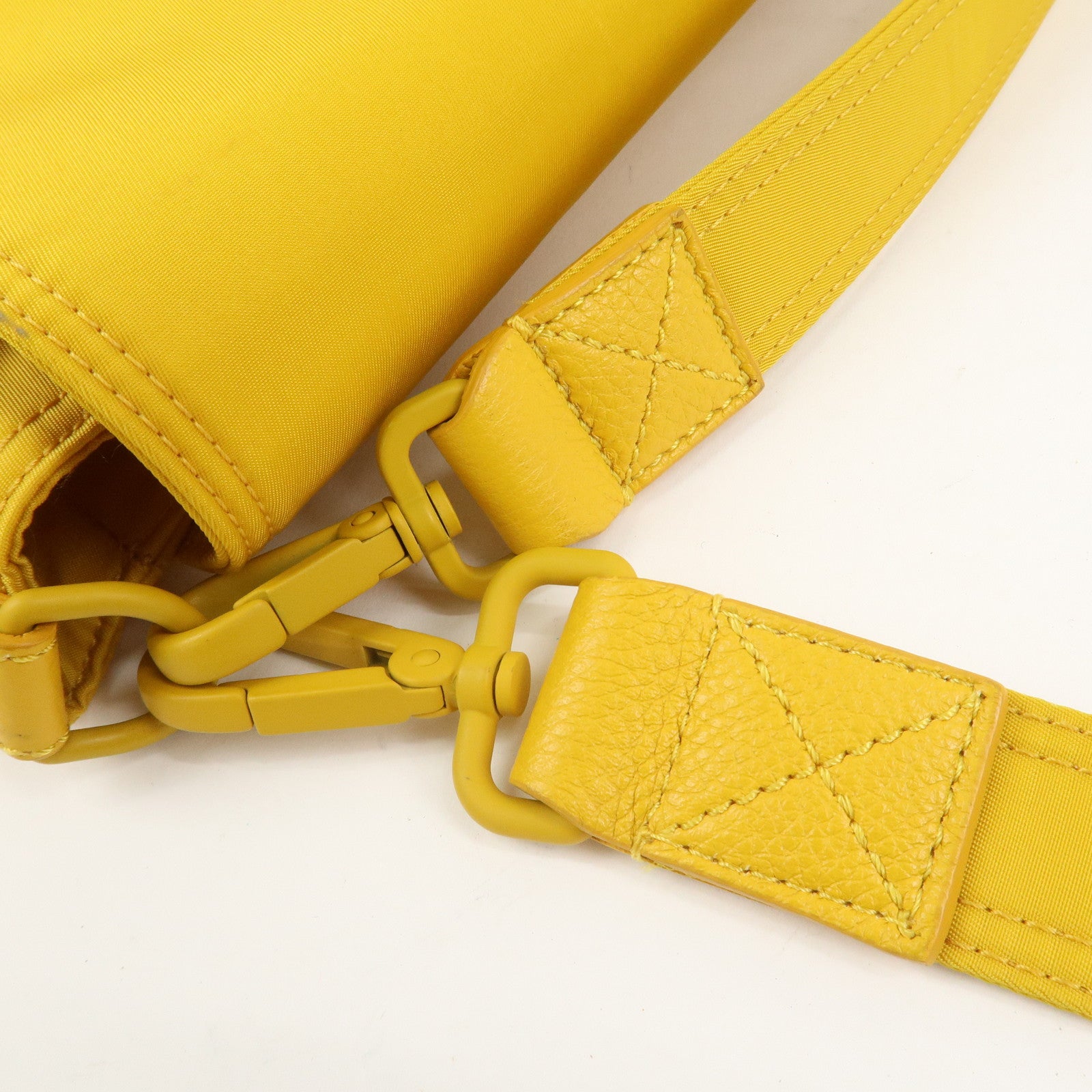 FENDI Baguette Nylon Leather 2Way Bag Hand Bag Shoulder Bag Yellow 7VA536
