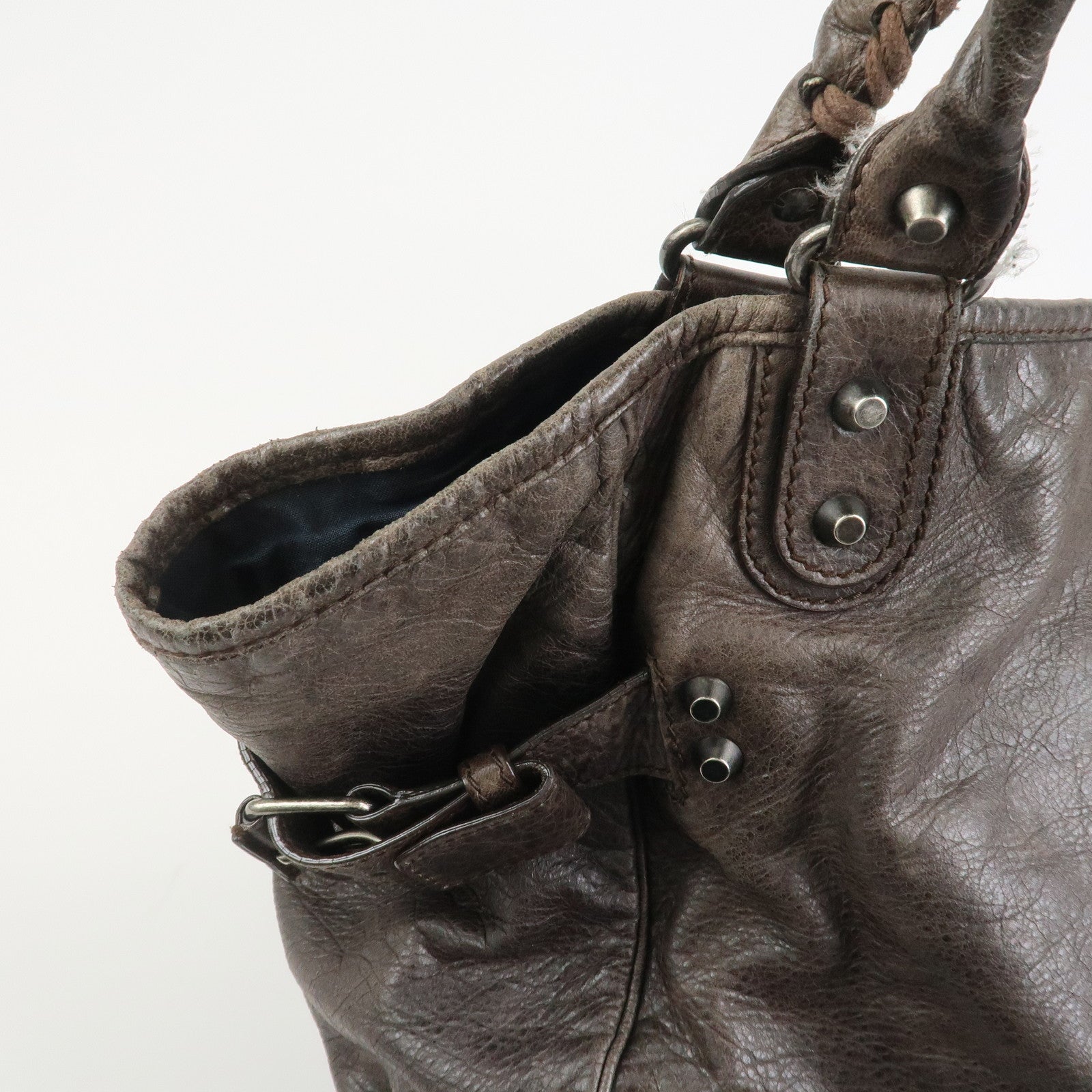 BALENCIAGA Rivacity Paper Bag Leather Tote Bag Brown 236084