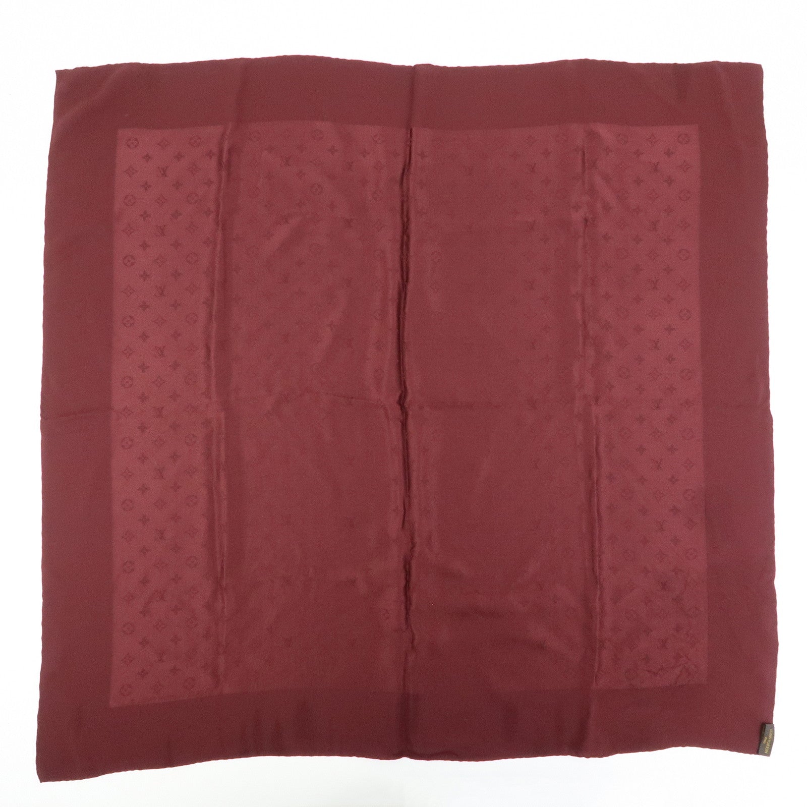Louis Vuitton Monogram Silk 100% Scarf Shawl Bordeaux