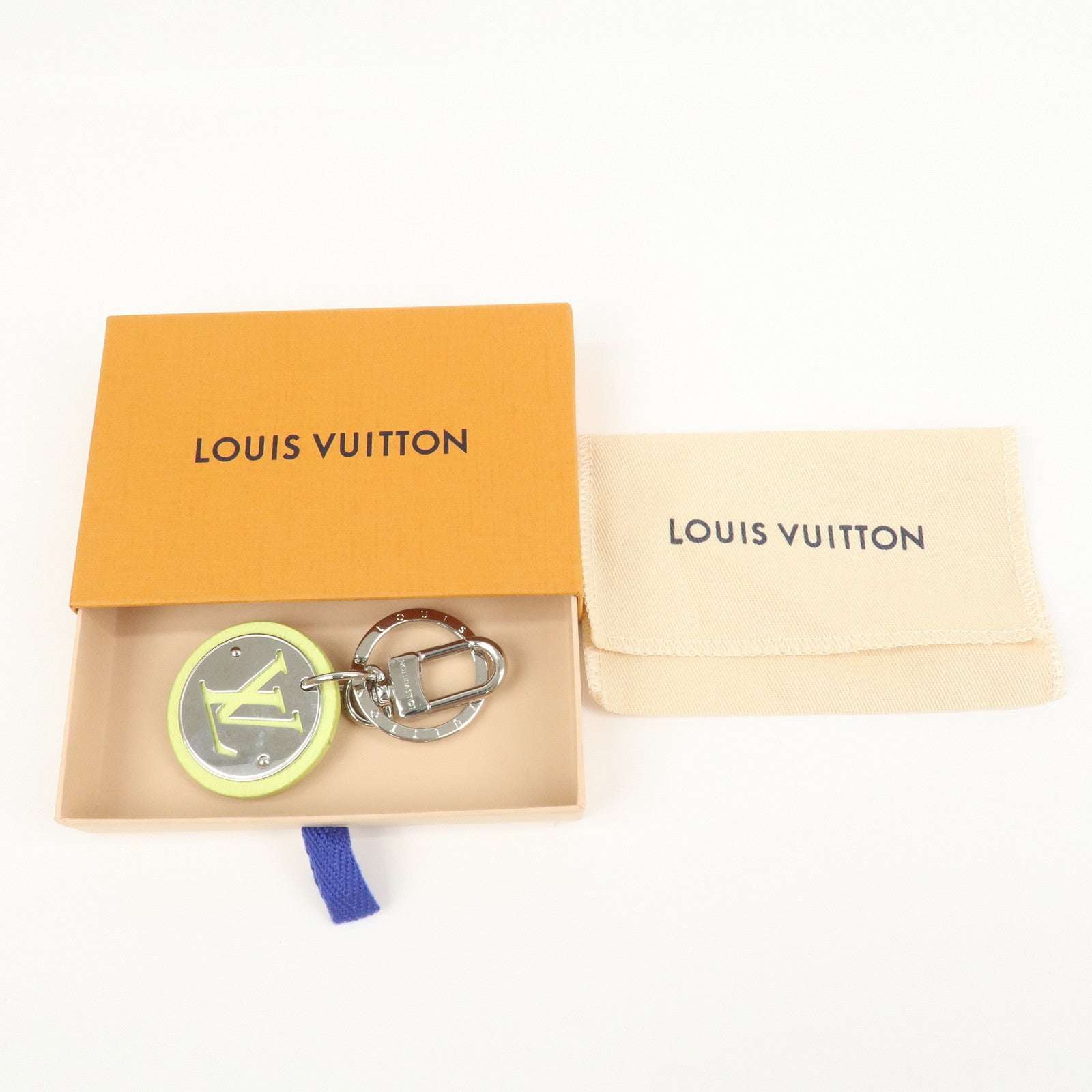 Louis Vuitton Circle Leather Metal Bag Charm Key Chain Lime M02470