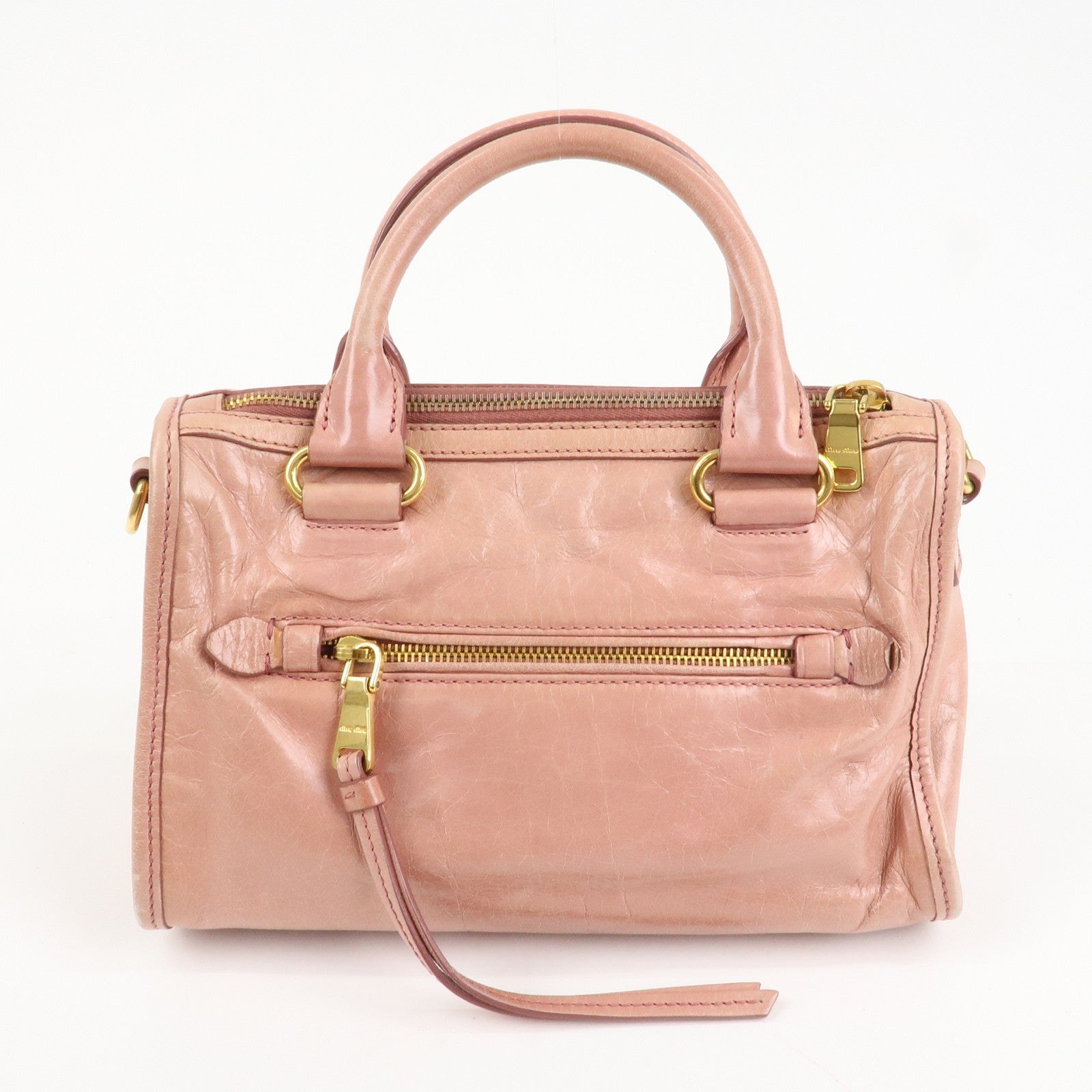MIU MIU Leather 2Way Bag Shoulder Bag Hand Bag Pink Used
