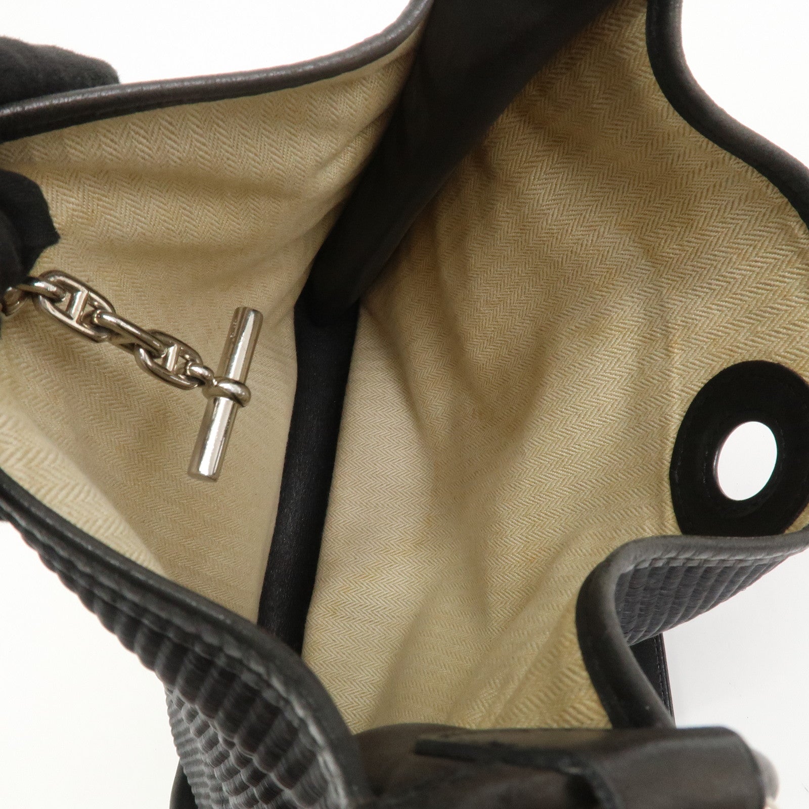 HERMES Vespa PM Crinolin Leather Shoulder Bag C Stamped Black