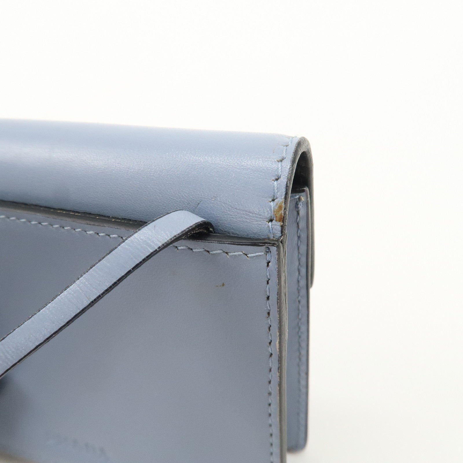 PRADA Logo Leather Shoulder Bag Crossbody Bag Light Blue