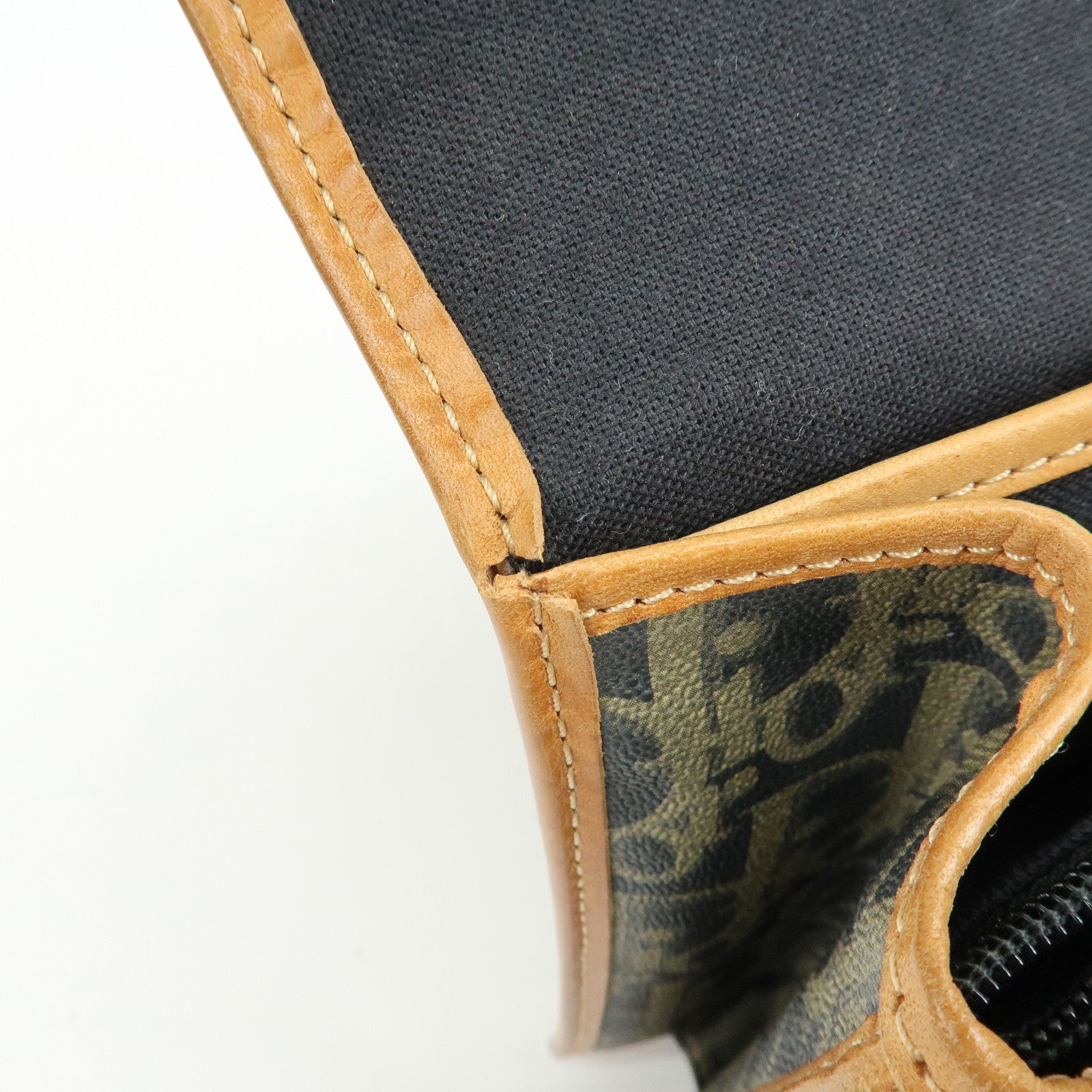 Christian Dior Trotter PVC Leather 2Way Bag Shoulder Bag Navy Brown