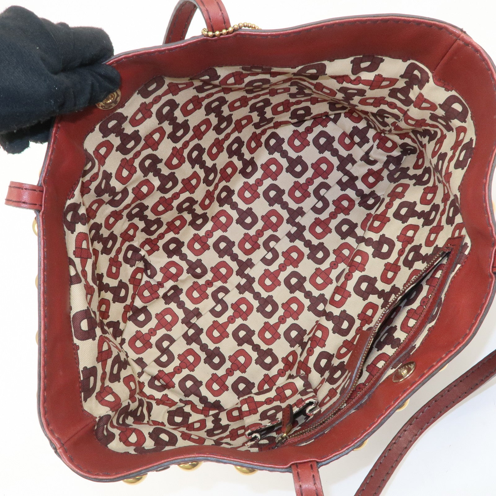 GUCCI Historia Guccissima Leather Tote Hand Bag Red Brown 207291 Used