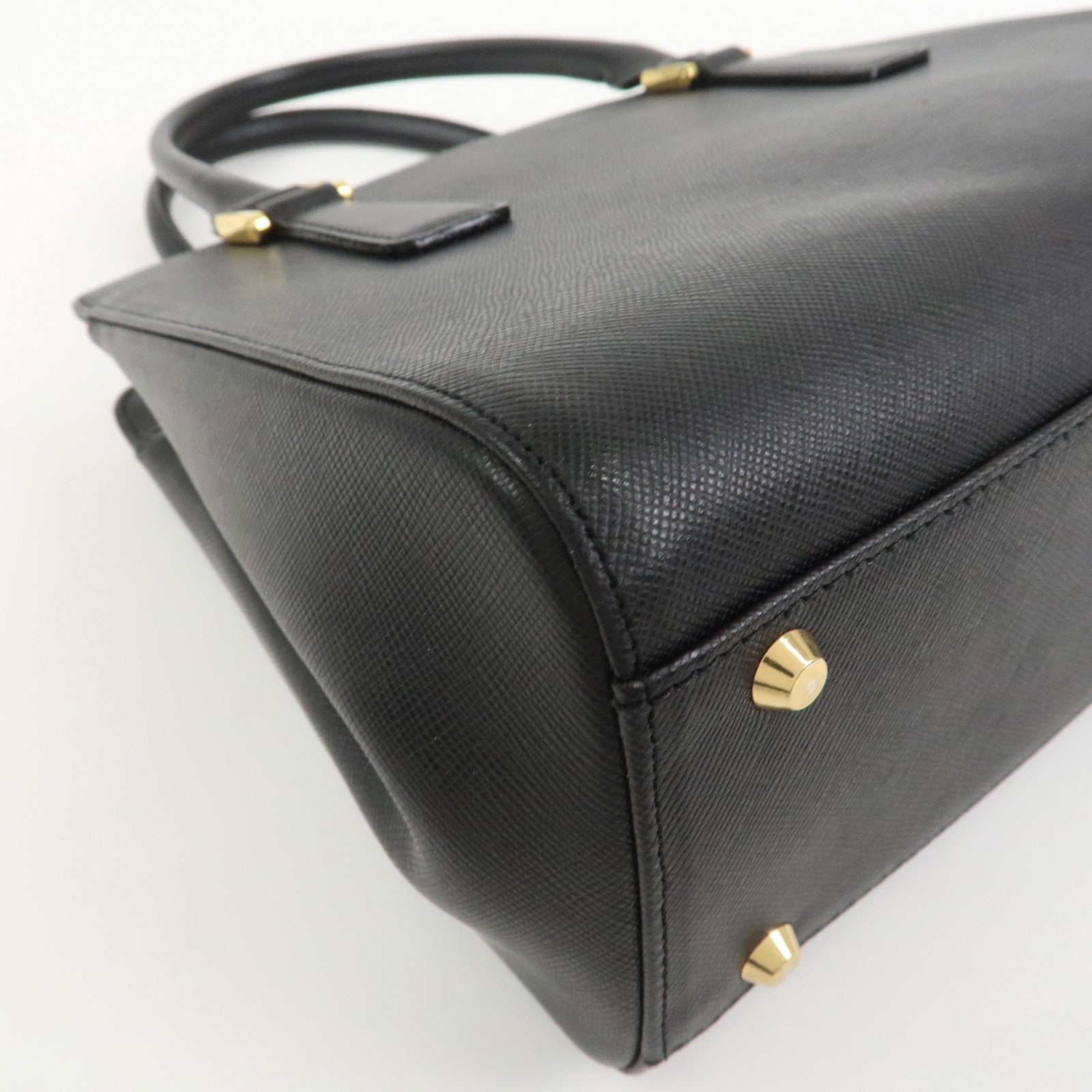 BURBERRY Logo Leather Hand Bag Black