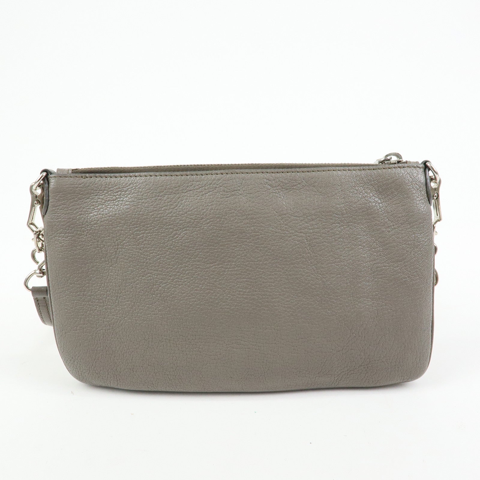 MIU MIU MADRAS Leather 2Way Bag Hand Bag Shoulder Bag Greige RP0369