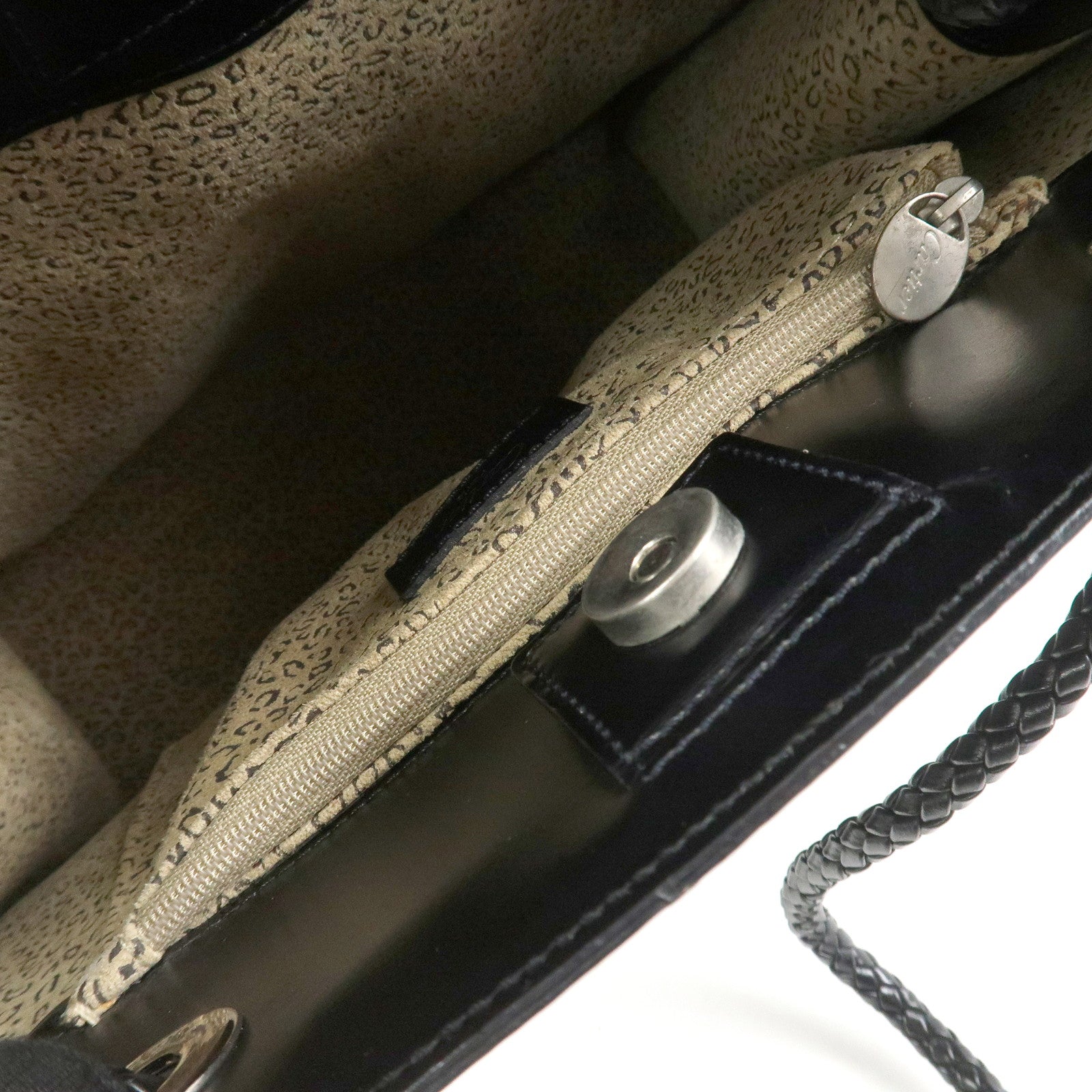 Cartier Leather Shoulder Bag Tote bag Black Silver