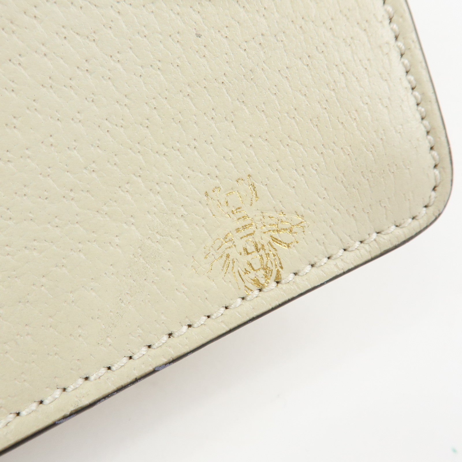 GUCCI Sylvie Sherry Leather Shoulder Bag Ivory Bee & Star 524405