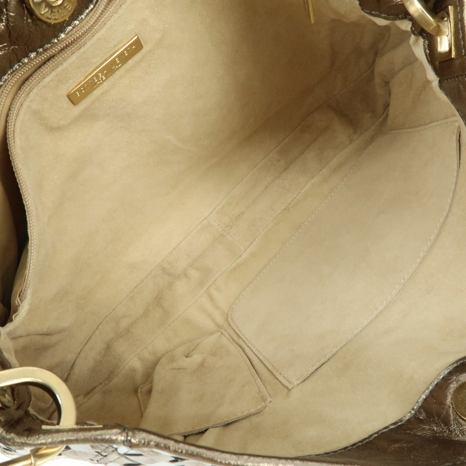 BOTTEGA VENETA Intrecciato Leather Shoulder Bag Gold Blue 101001