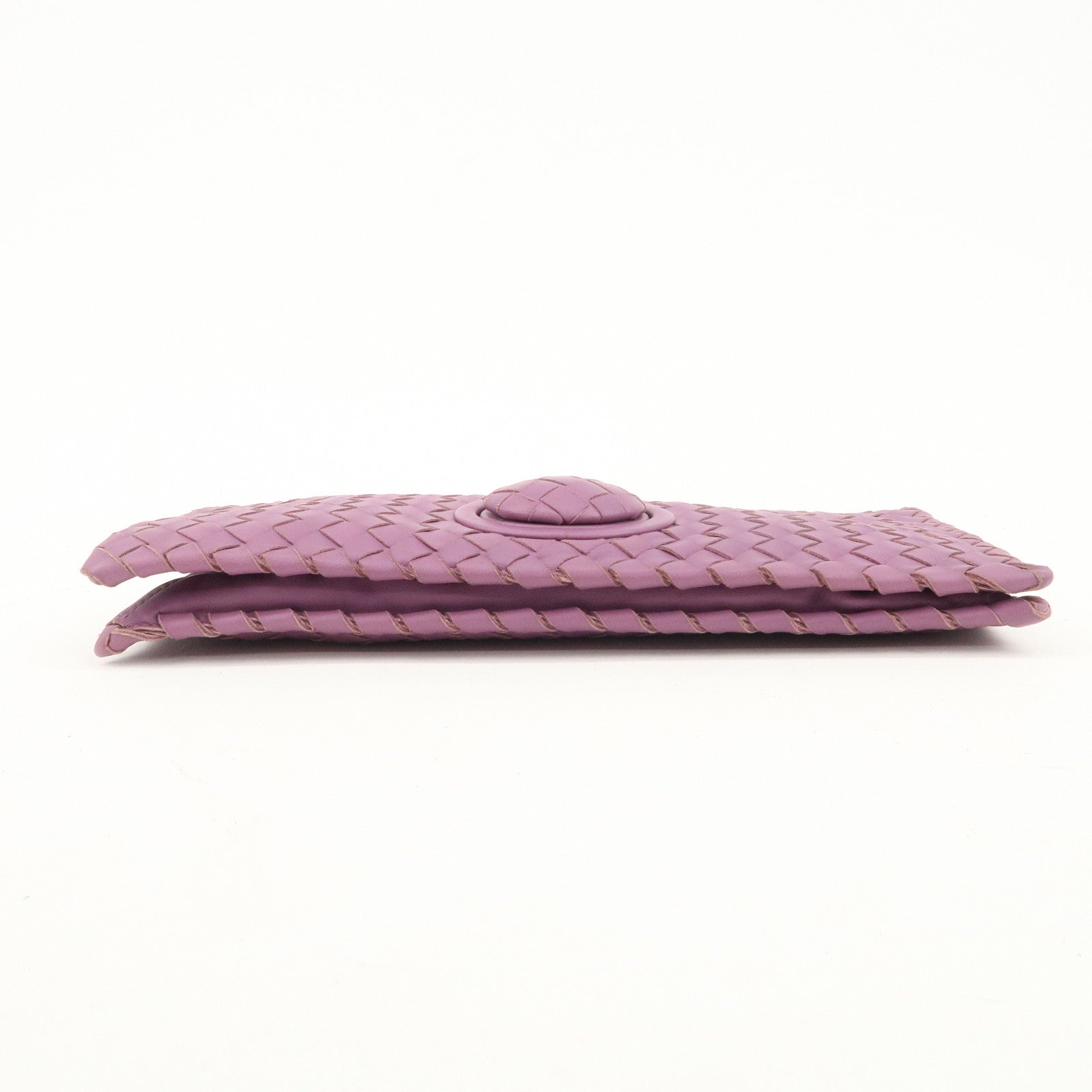 BOTTEGA VENETA Intrecciato Leather Clutch Bag Purple Used