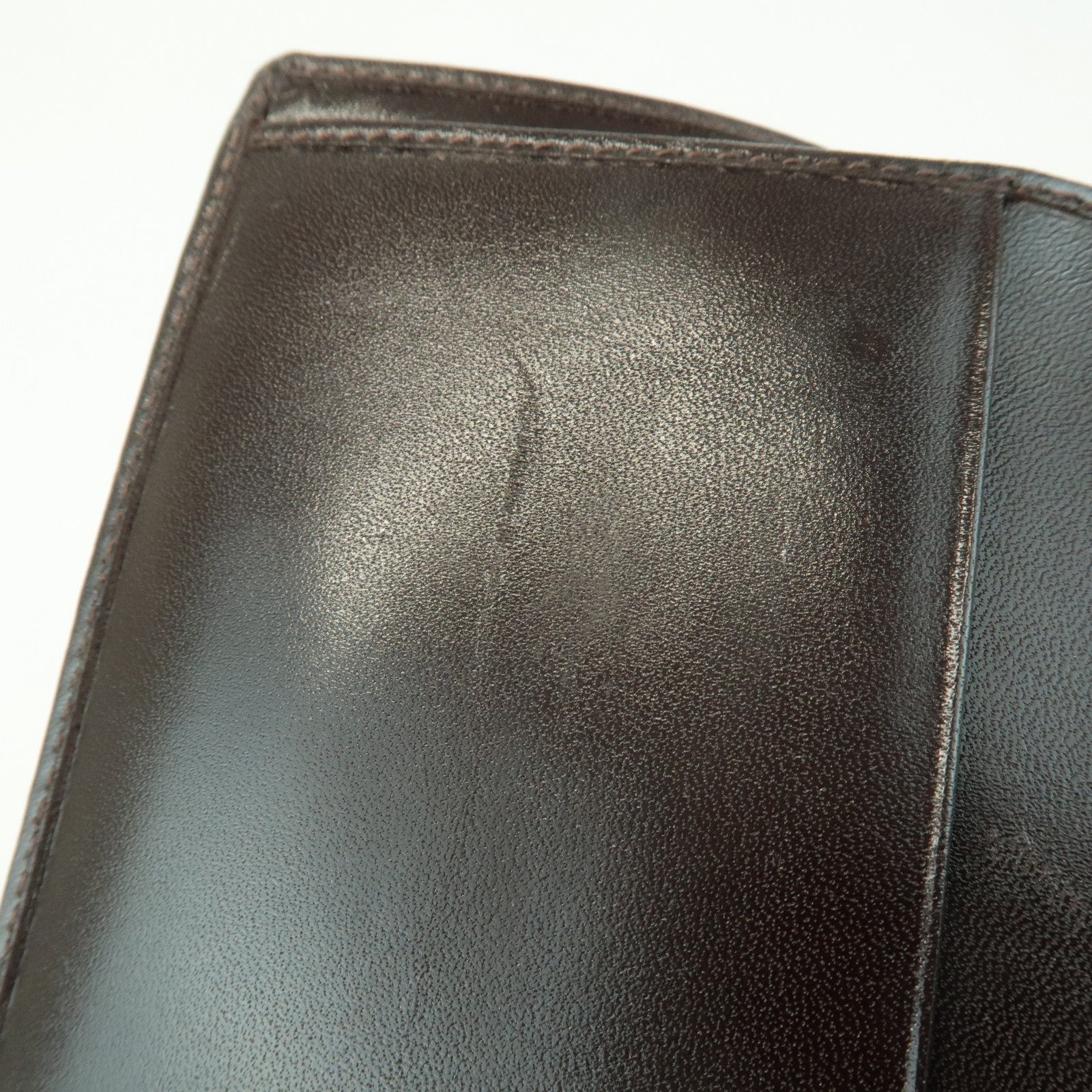 FENDI Zucca Leather Canvas Double Hook Bi-fold Wallet Brown 30795 Used