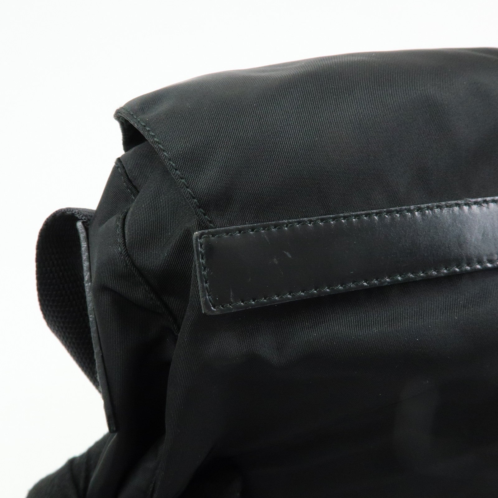 PRADA Triangle Logo Nylon Leather Shoulder Bag Crossbody Bag Black