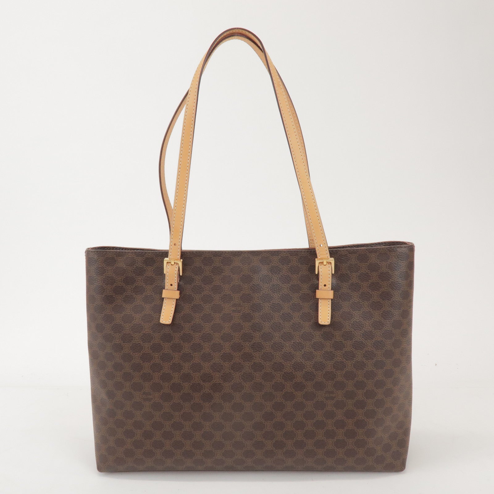 CELINE Macadam PVC Canvas Leather Tote Bag Shoulder Bag Brown