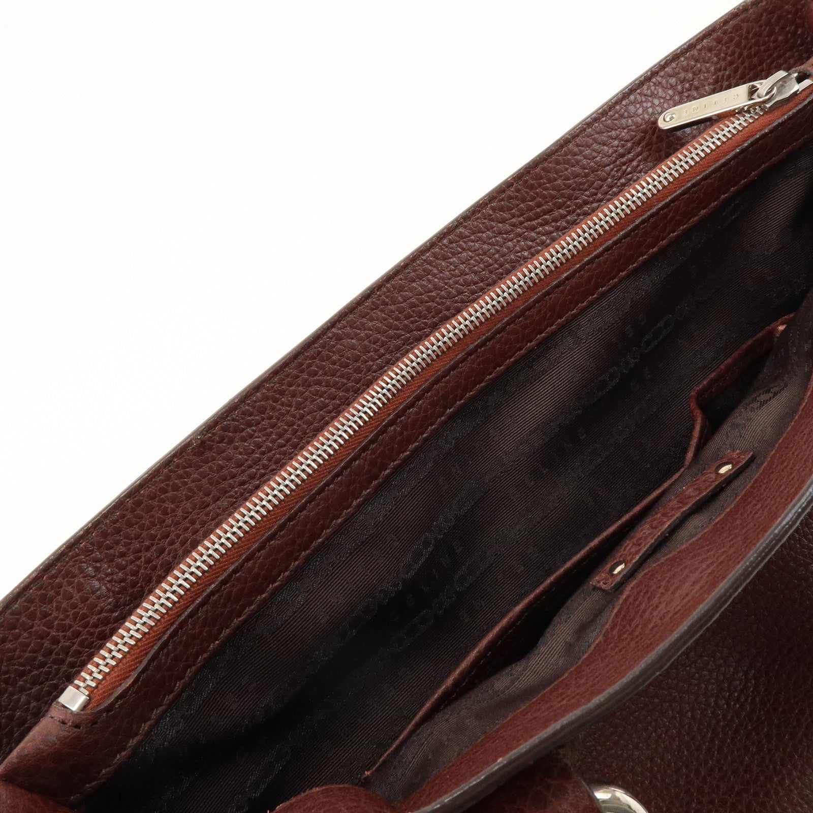 CELINE Leather Boogie Bag Hand Bag Tote Bag Brown
