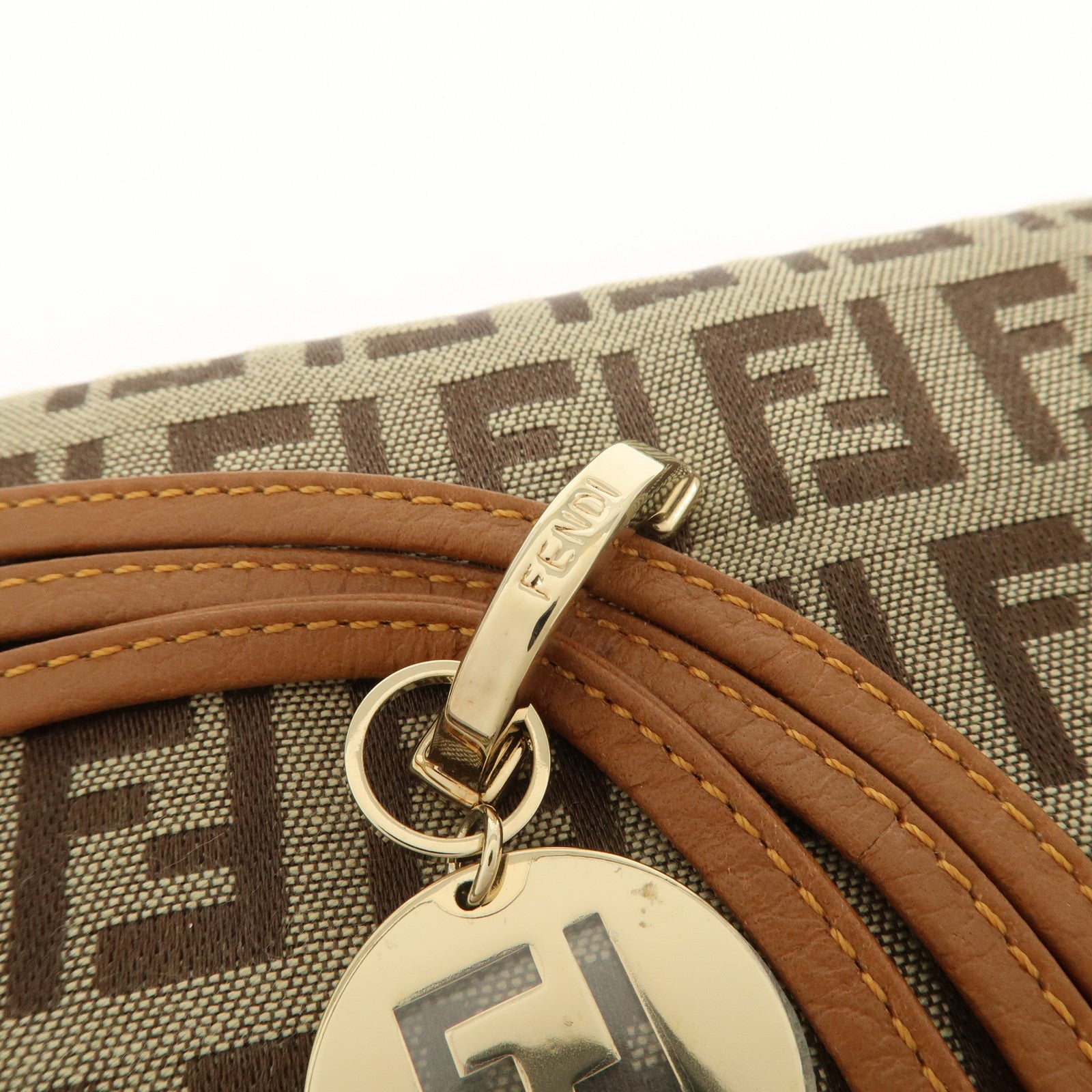 FENDI Zucchino Canvas Long Flap Wallet Camel 8M0179