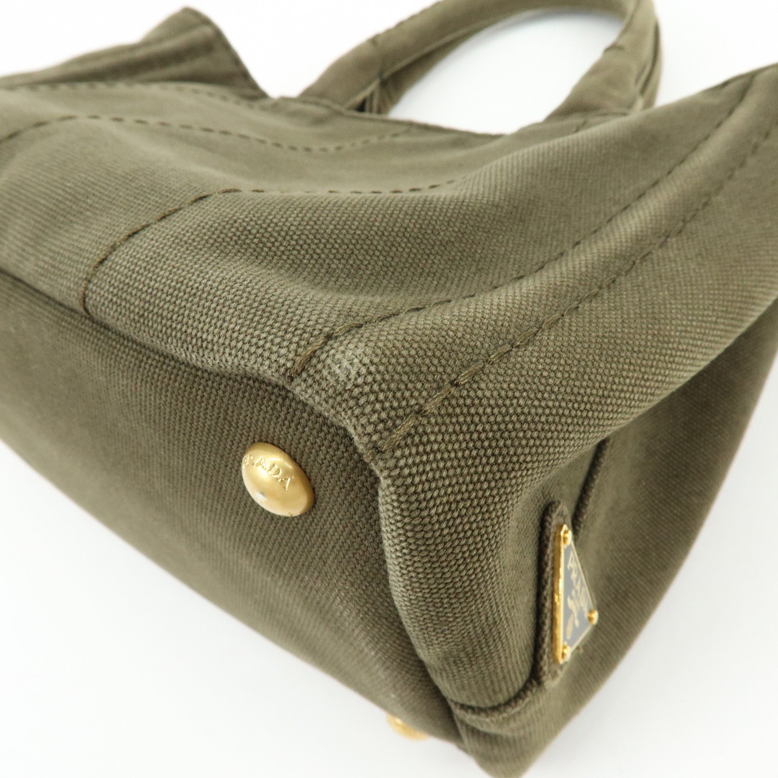 PRADA Triangle Log Canapa Mini 2Way Hand Shoulder Bag Khaki B2439G
