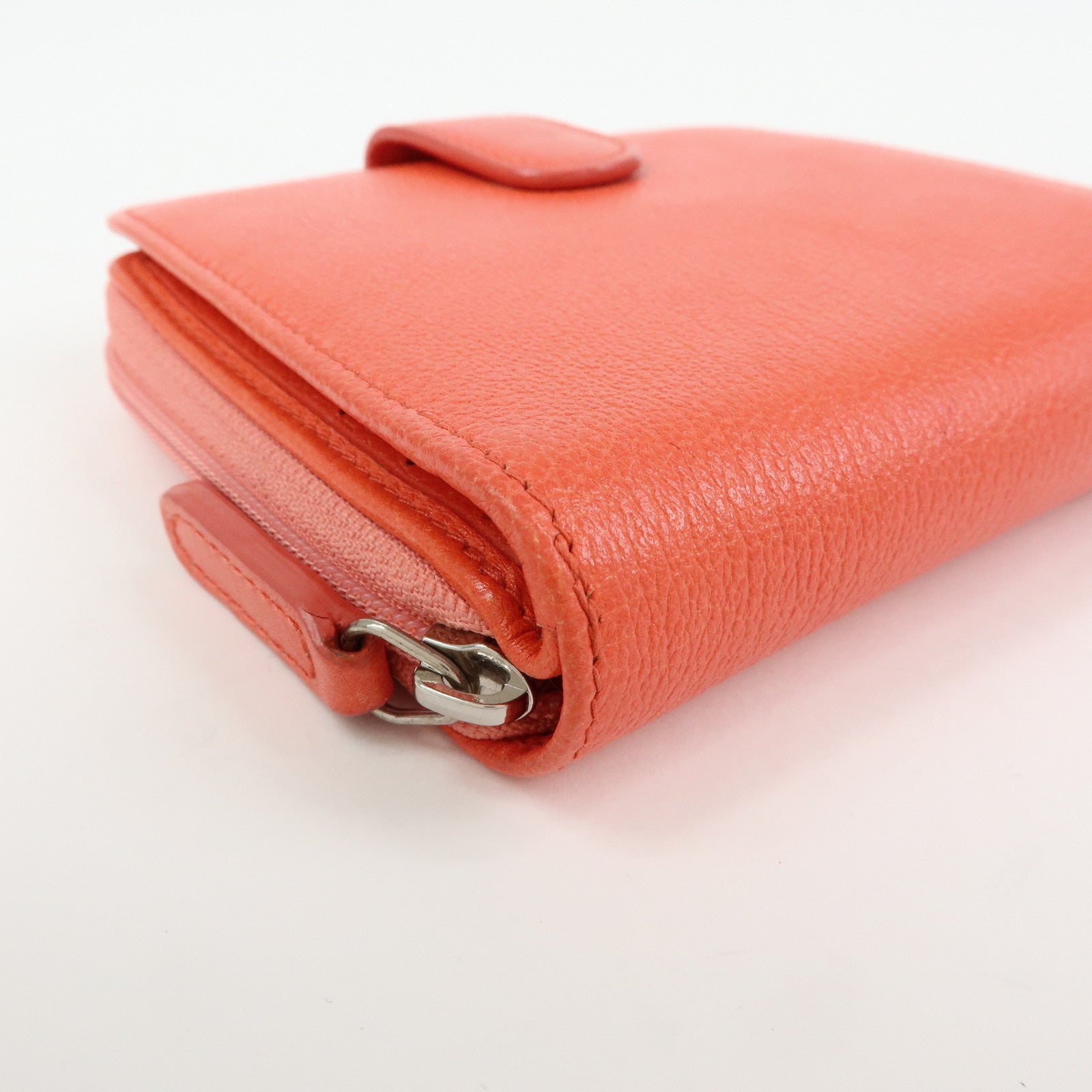 CHANEL Camellia Zip Around Leather Compact Wallet Rose Pink