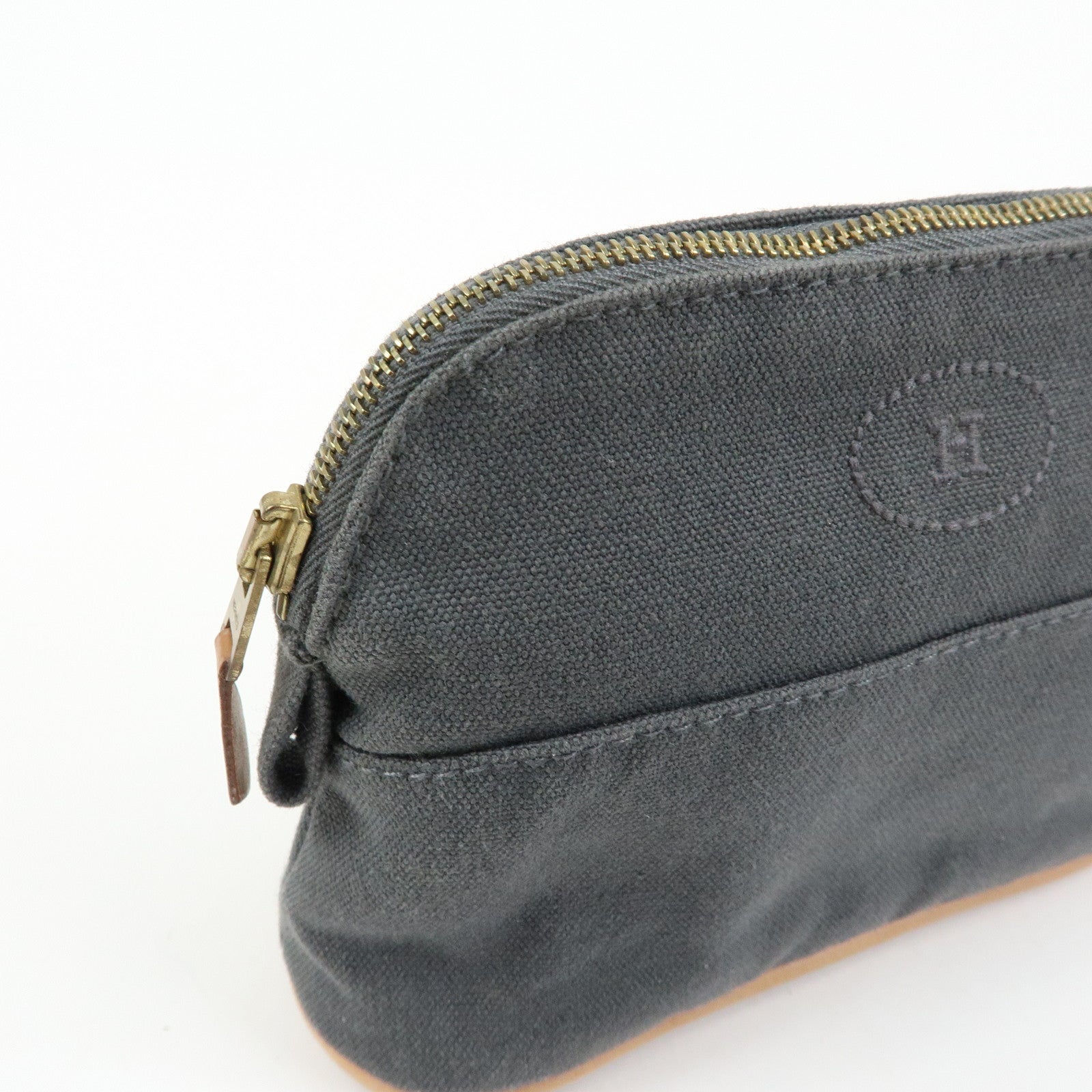 HERMES Set of 2 Bolide Mini 16 Canvas Leather Pouch Pink Grey