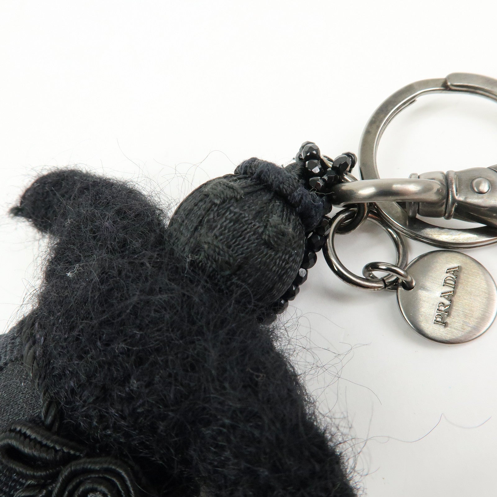 PRADA Set Of 2 Leather Metal Nylon Bag Charm Key Holder 2PP040