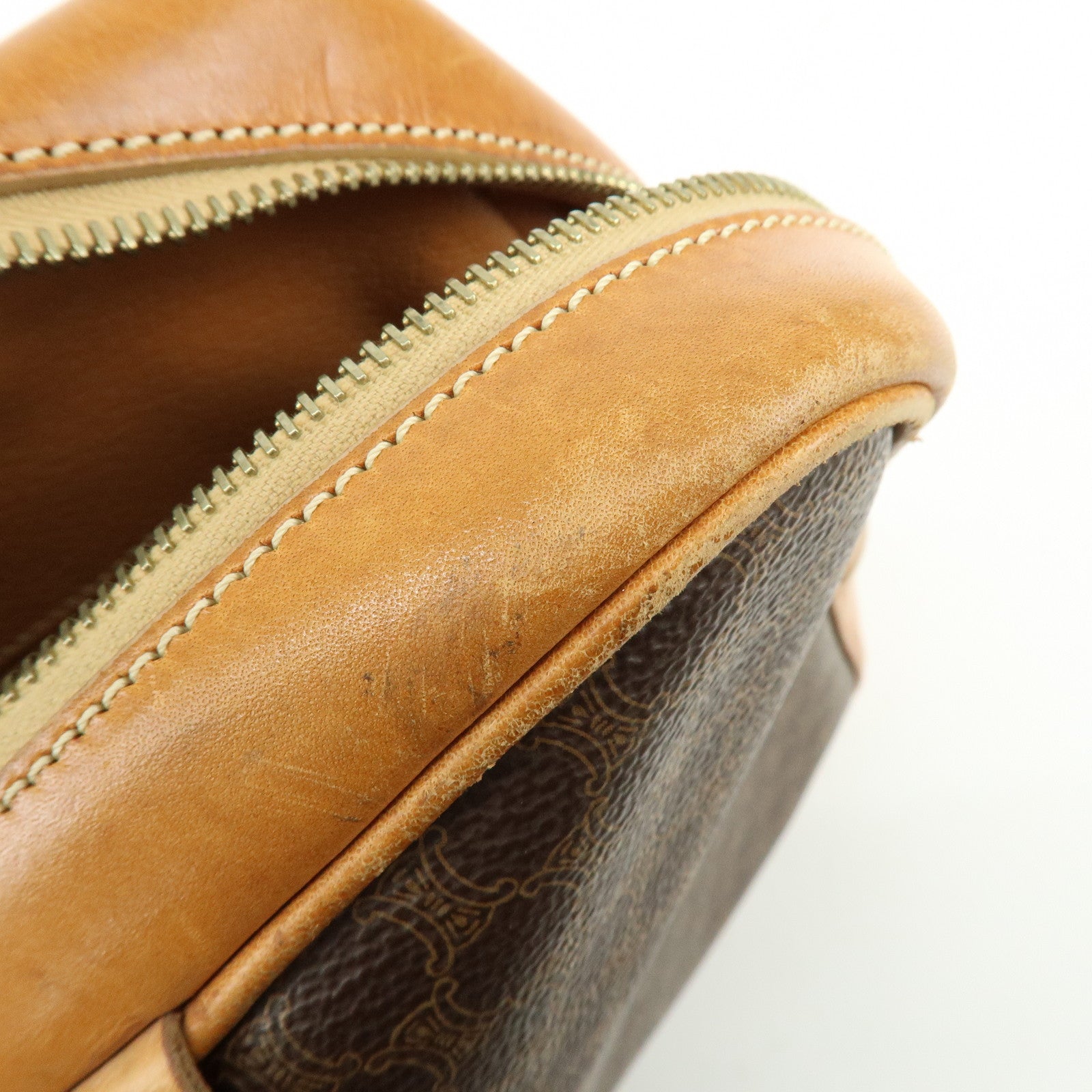 CELINE Macadam PVC Leather Hand Bag Tote Bag Brown