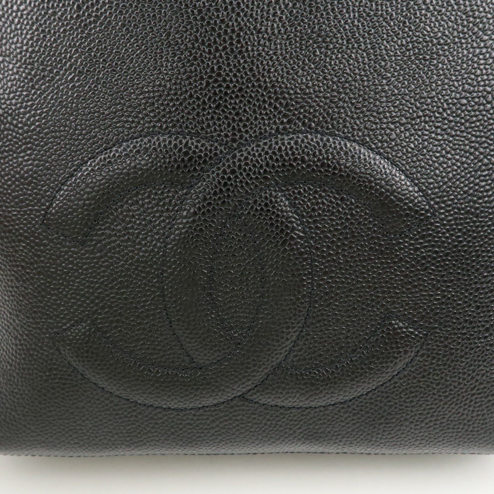 CHANEL COCO Mark Caviarskin Chain Tote Bag Black Used