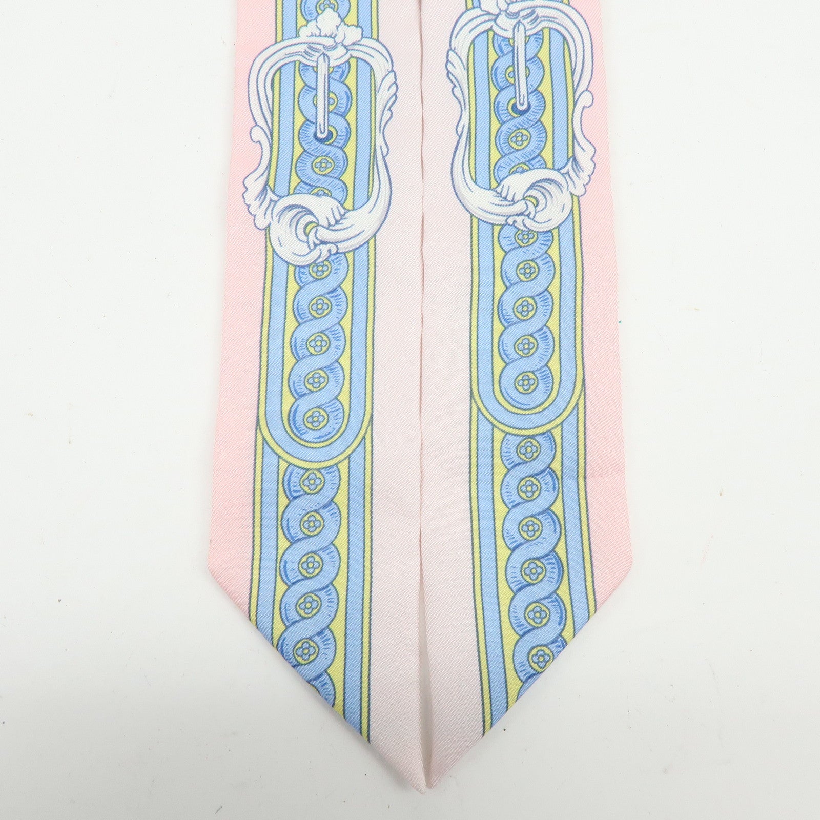 HERMES Silk 100% Twilly BRIDE DE COUR Pink Light Blue