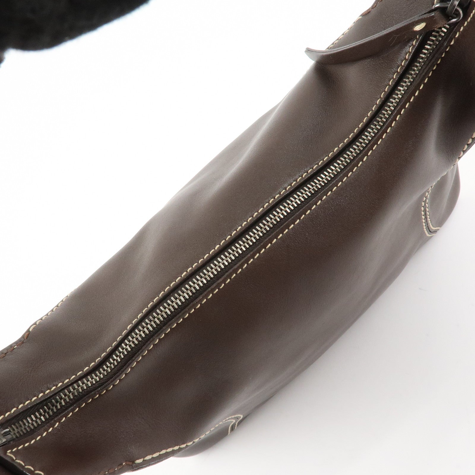 TOD'S Leather Shoulder Bag Hand Bag Brown Used