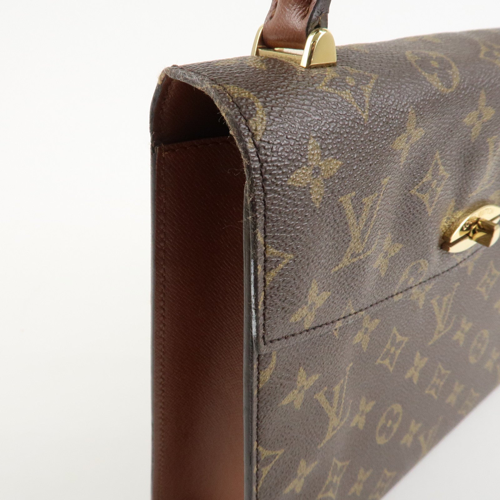 Louis Vuitton Monogram Canvas Malesherbes Hand Bag Brown M51379 Used