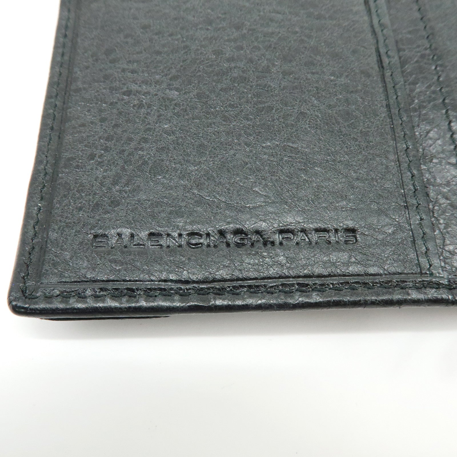 BALENCIAGA City Leather Bi-fold Long Wallet Black 253038