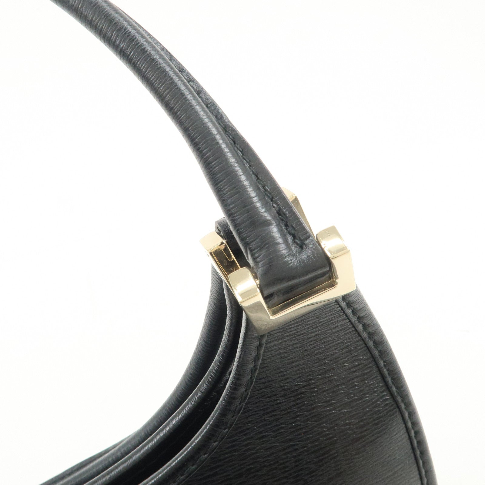 GUCCI Jackie Leather Hand Bag Black 01721