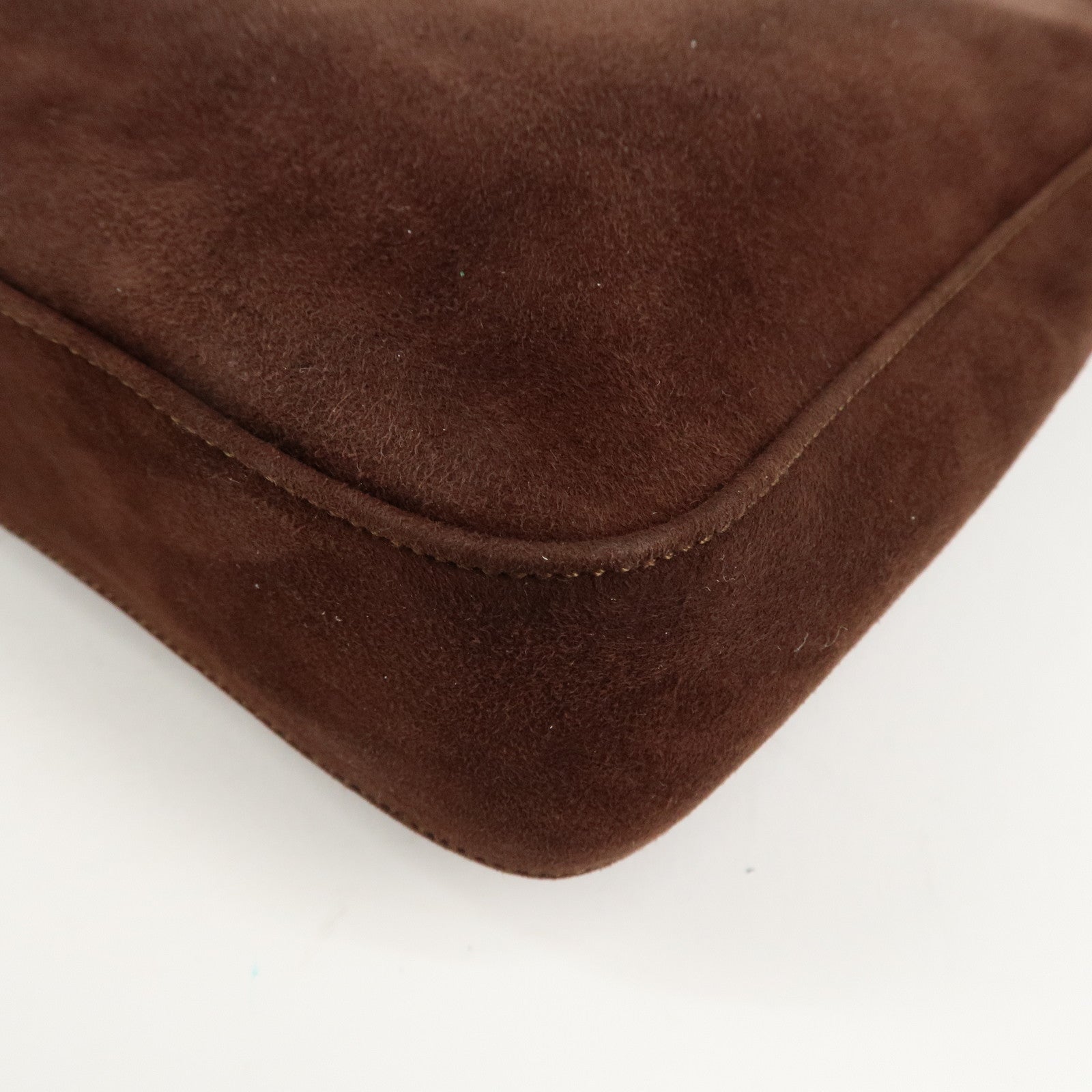 PRADA Suede Leather Chain Shoulder Bag Hand Bag Brown