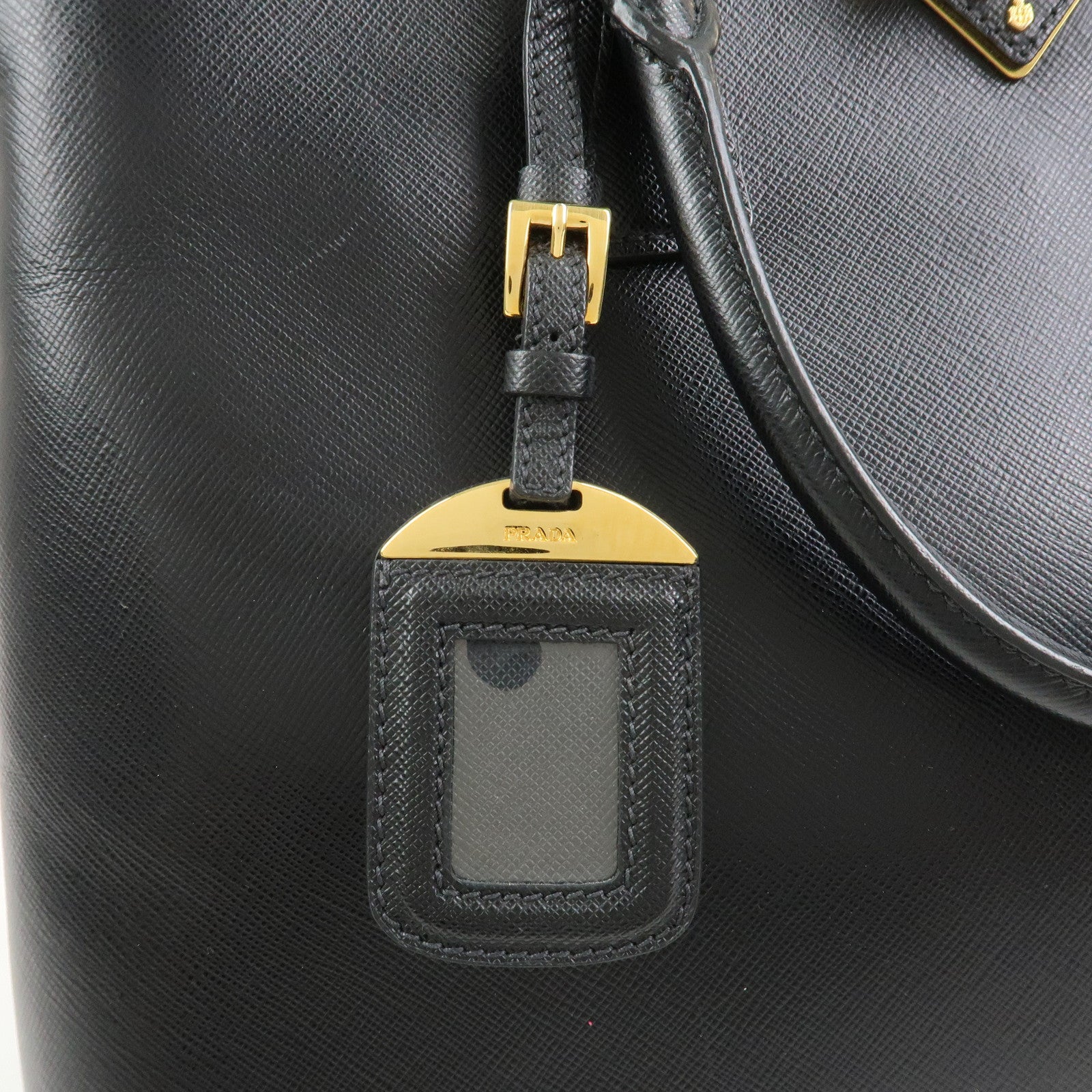 PRADA Logo Saffiano Leather Hand Bag Tote Bag Black BL0812